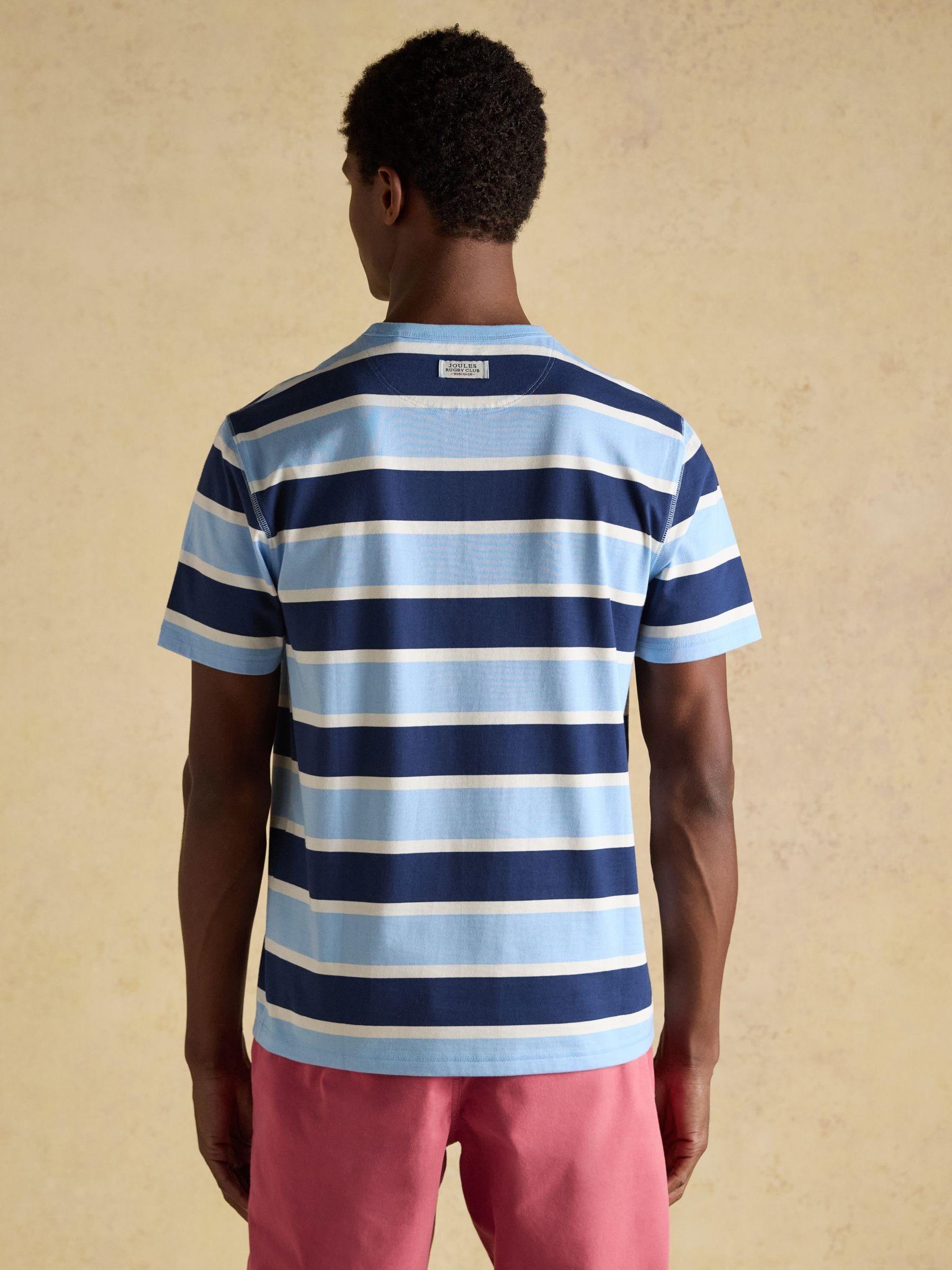 Rugby Club Navy Striped Crew Neck Cotton T-Shirt - Image 10 of 11