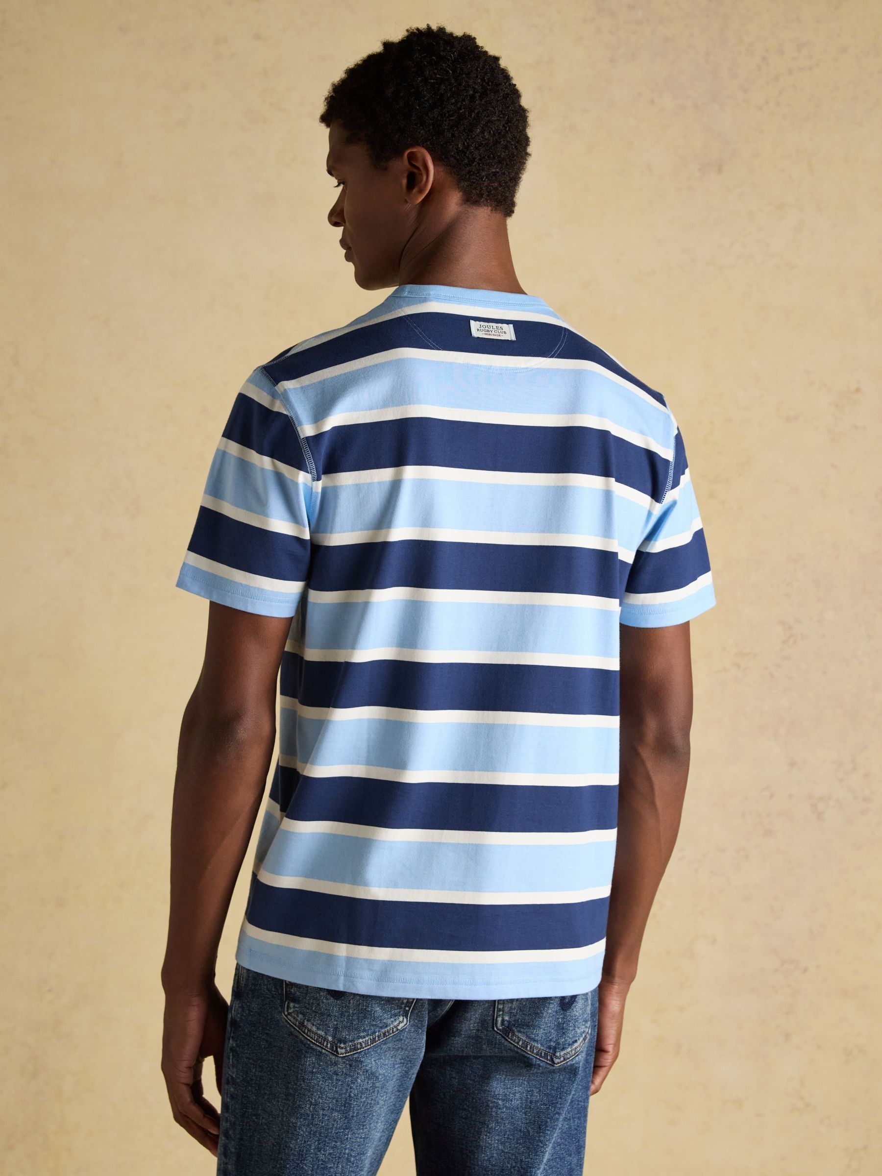 Rugby Club Navy Striped Crew Neck Cotton T-Shirt - Image 2 of 11