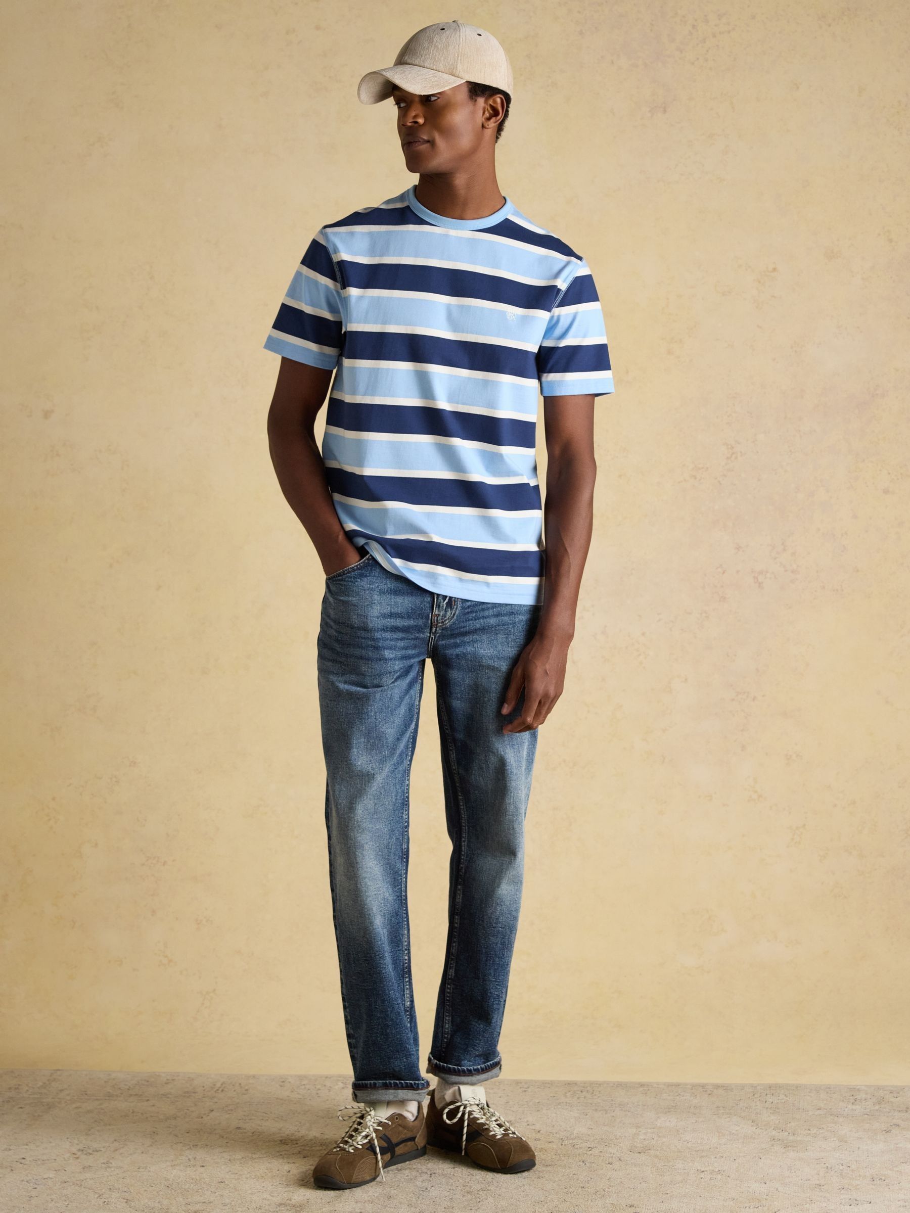 Rugby Club Navy Striped Crew Neck Cotton T-Shirt - Image 3 of 11