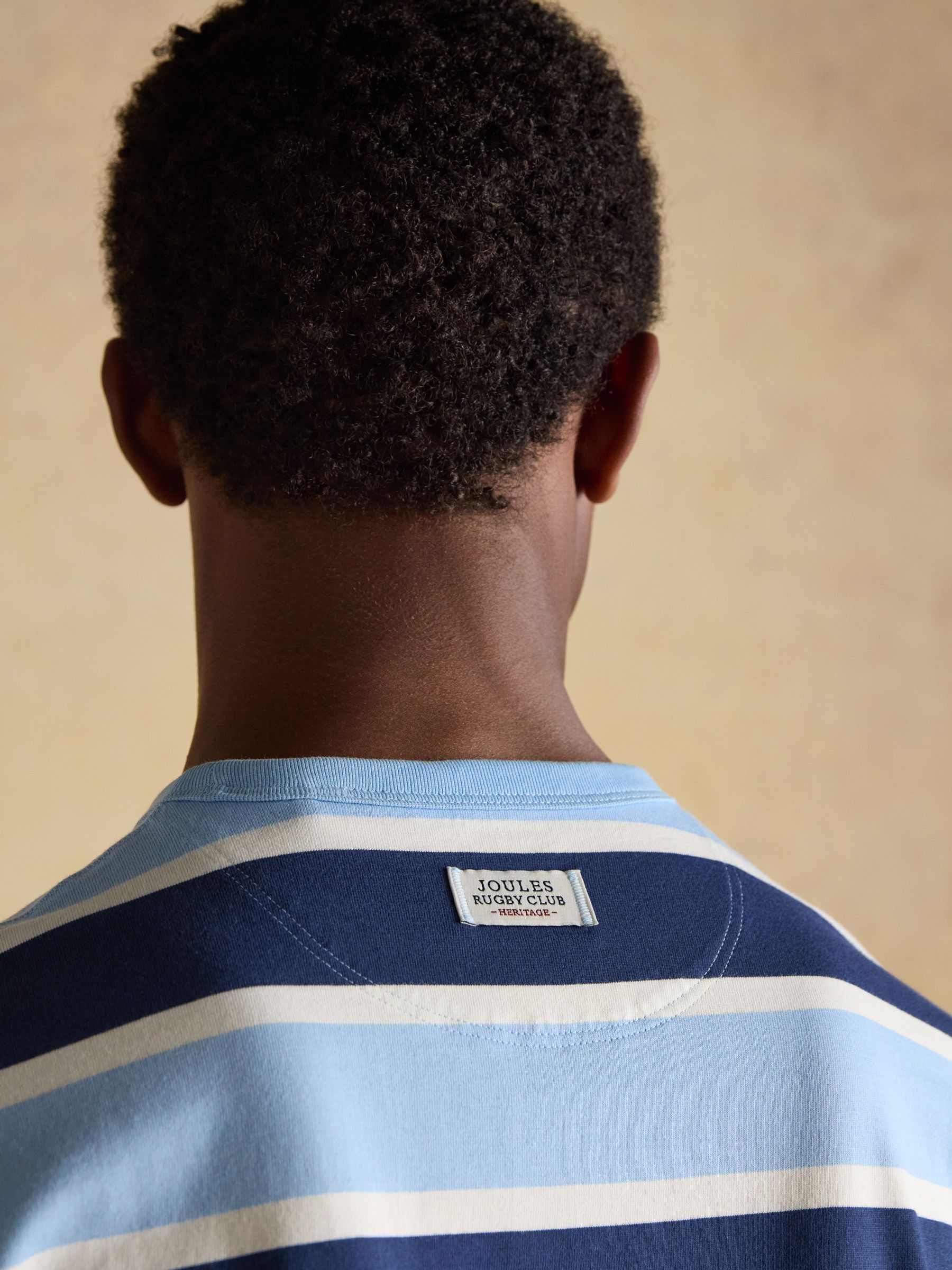 Rugby Club Navy Striped Crew Neck Cotton T-Shirt - Image 6 of 11