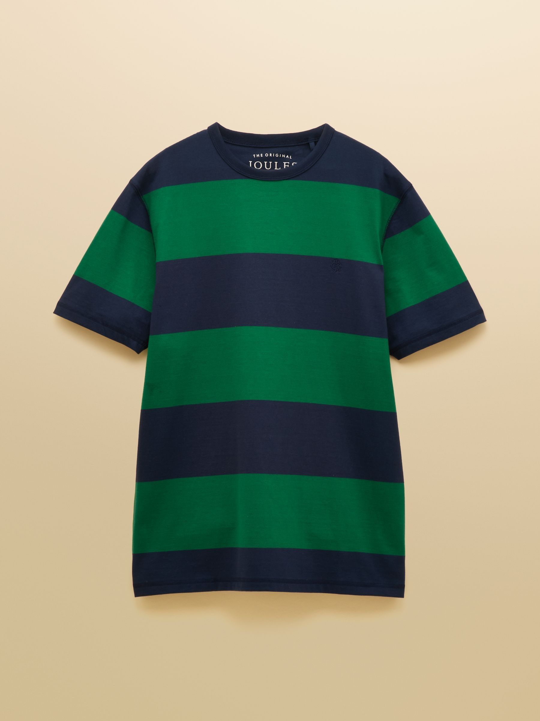 Rugby Club Green & Navy Striped Crew Neck Cotton T-Shirt - Image 10 of 10
