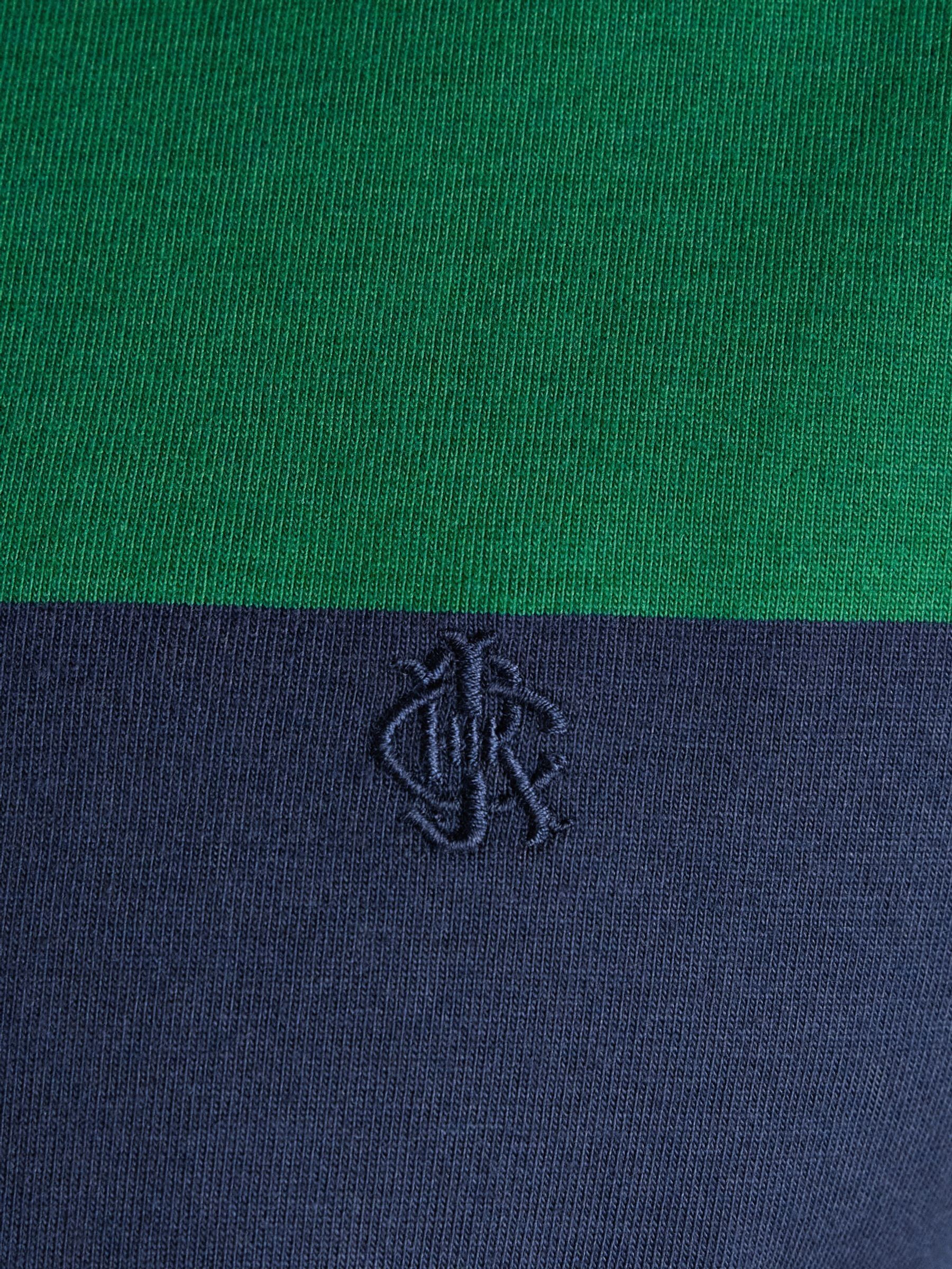 Rugby Club Green & Navy Stripe Crew Neck Cotton T-Shirt - Image 4 of 8