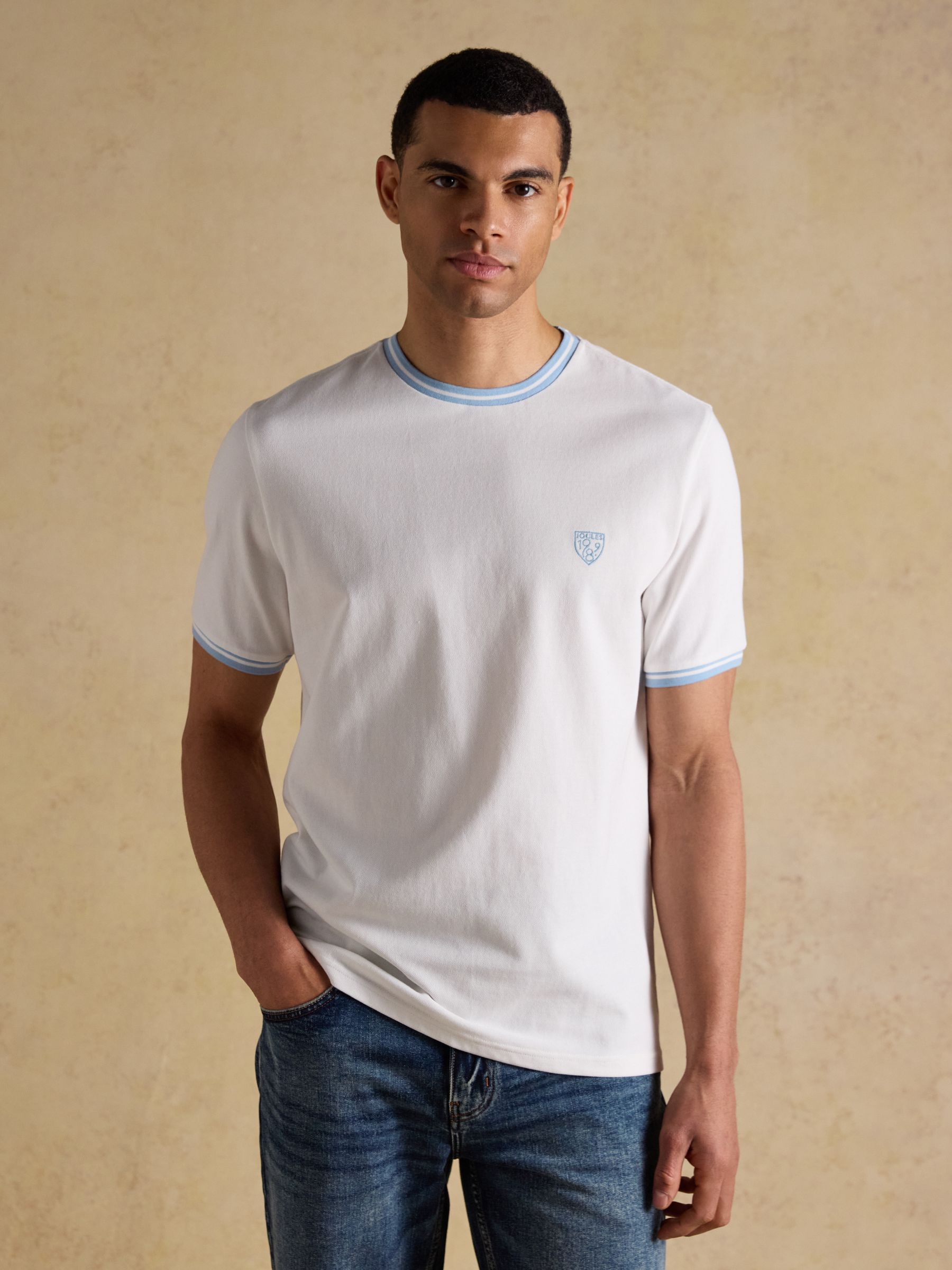 White Classic Fit Cotton Pique T-Shirt - Image 1 of 7