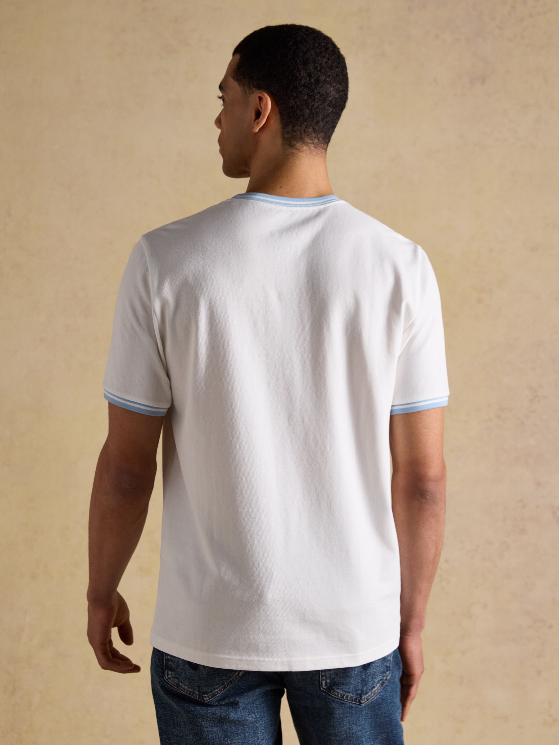 White Classic Fit Cotton Pique T-Shirt - Image 2 of 7