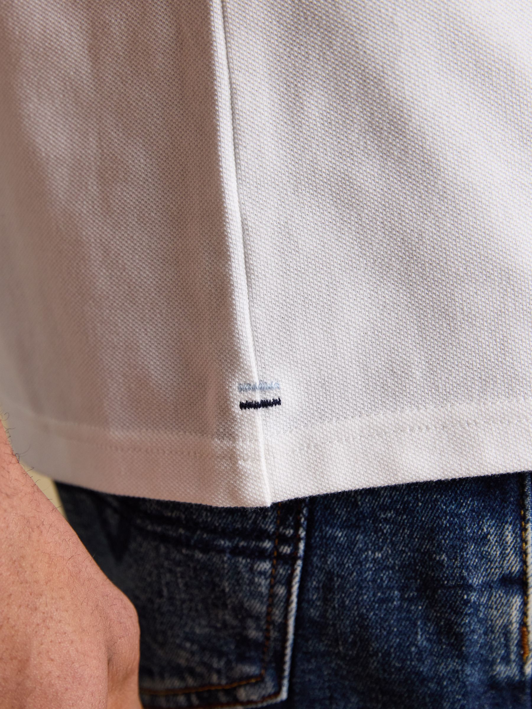 White Classic Fit Cotton Pique T-Shirt - Image 6 of 7