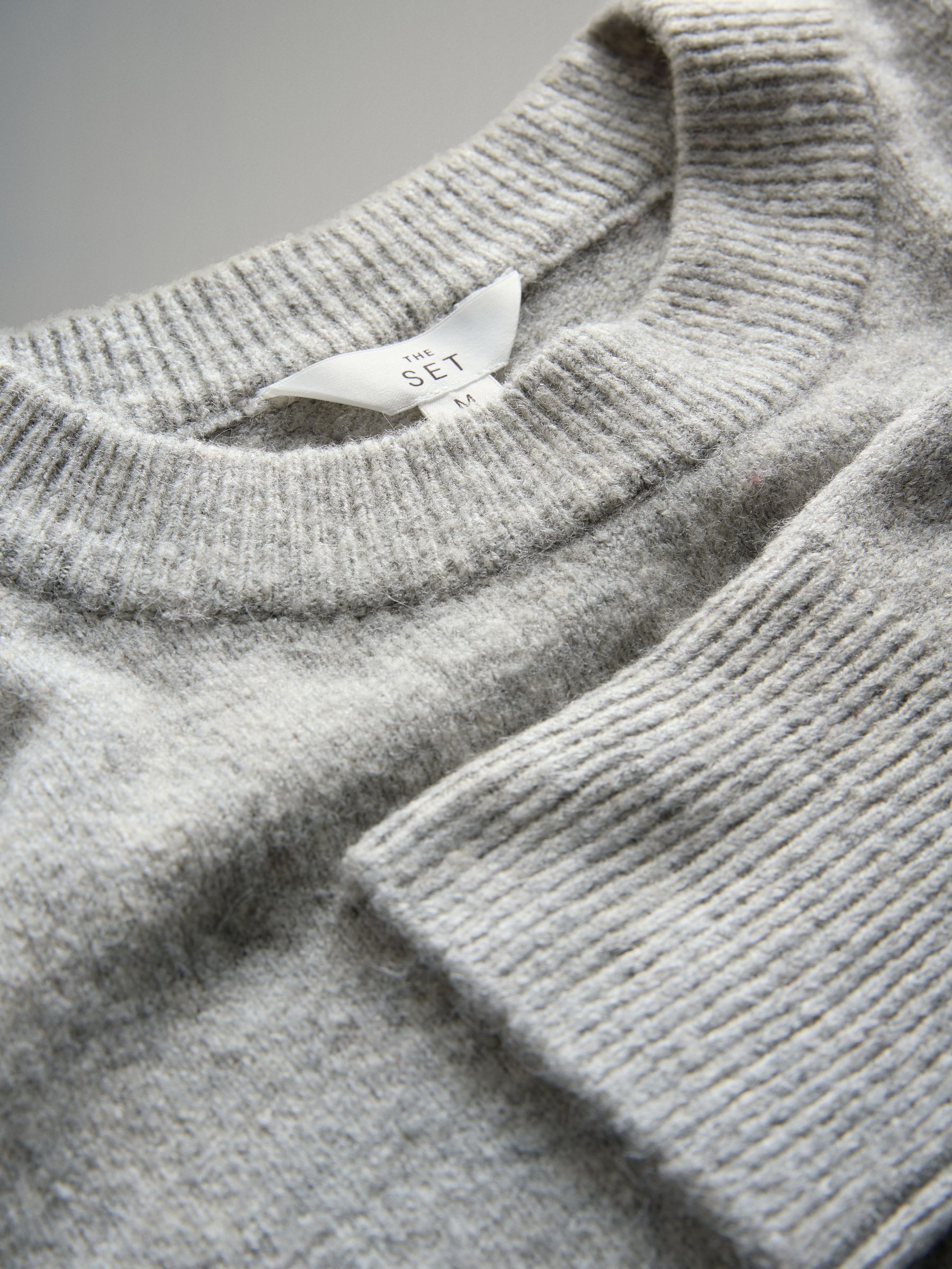 Black/Grey Marl Crew Neck Knitted Jumpers With Wool 2 Pack - Image 6 of 6