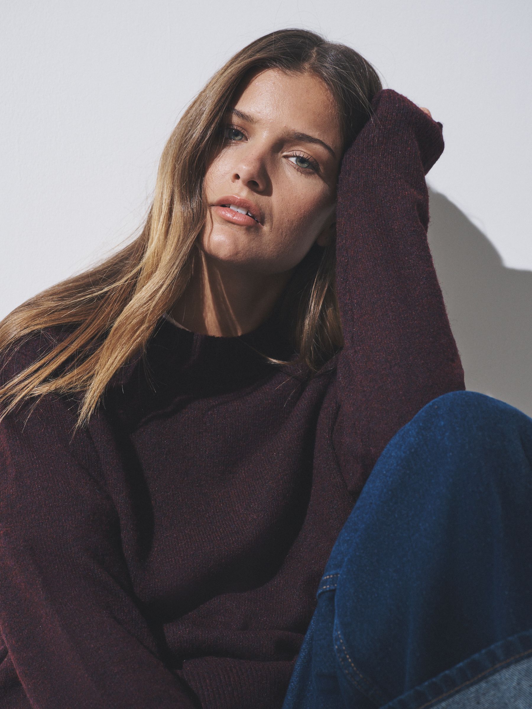 Navy Blue/Burgundy Red/Chocolate Brown 3 Pack Crew Neck Knitted Jumpers with Wool - Image 5 of 6