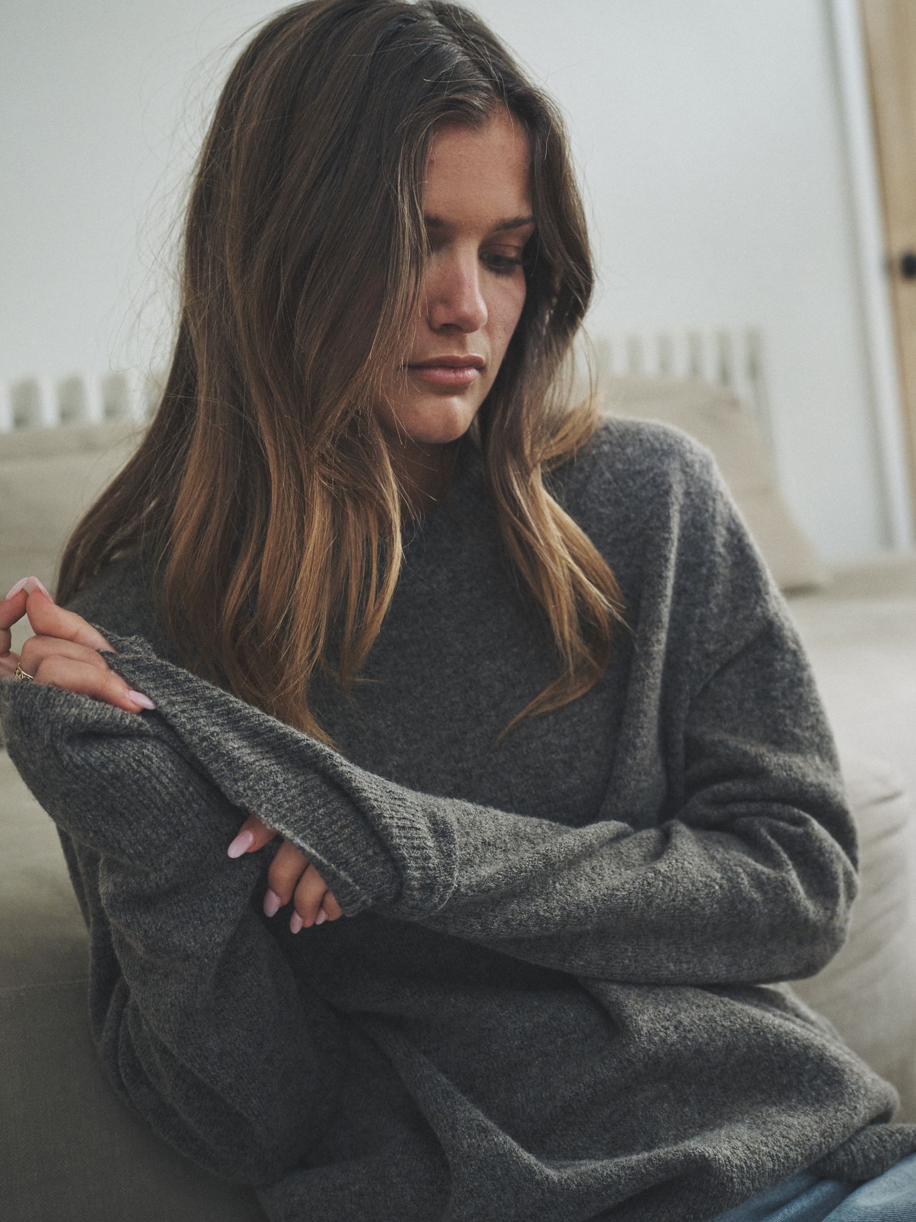 Brown Marl/Oatmeal/Cream 3 Pack Crew Neck Knitted Jumpers with Wool - Image 1 of 6