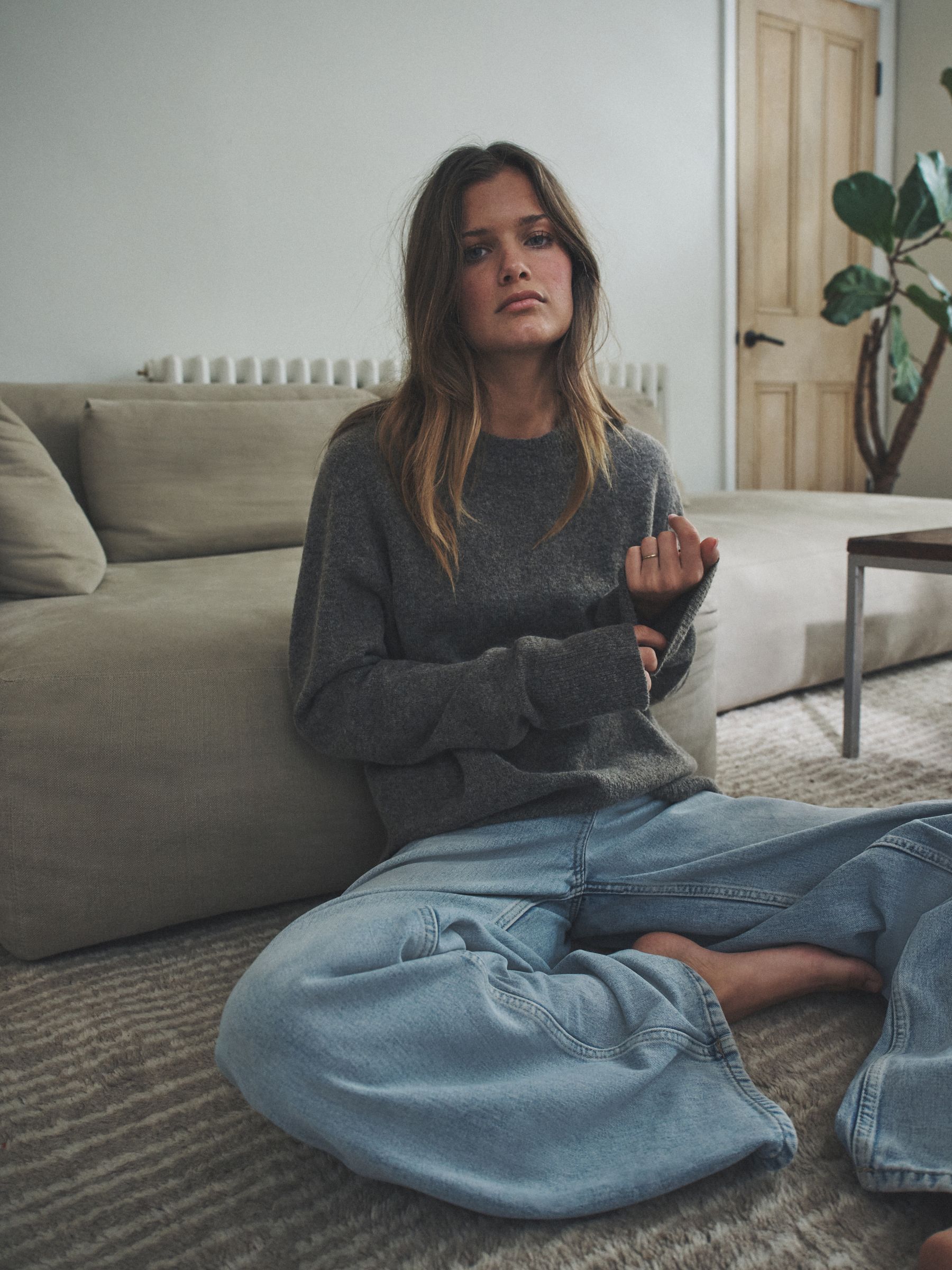 Brown Marl/Oatmeal/Cream 3 Pack Crew Neck Knitted Jumpers with Wool - Image 4 of 6