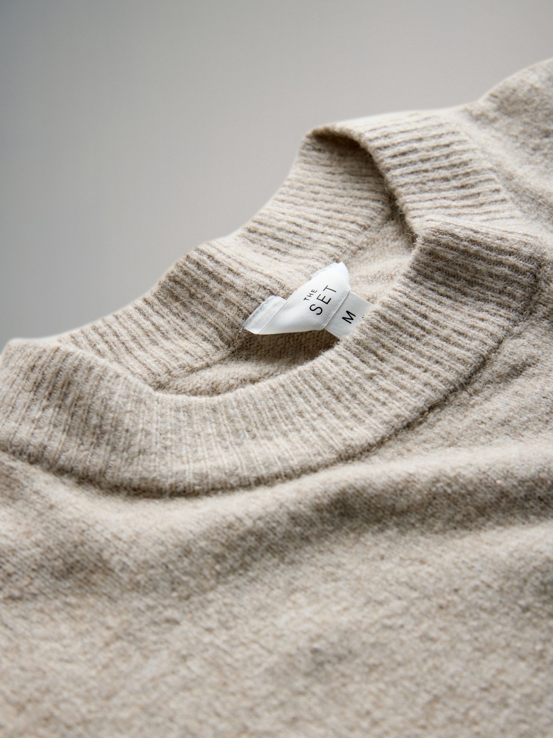 Brown Marl/Oatmeal/Cream 3 Pack Crew Neck Knitted Jumpers with Wool - Image 6 of 6