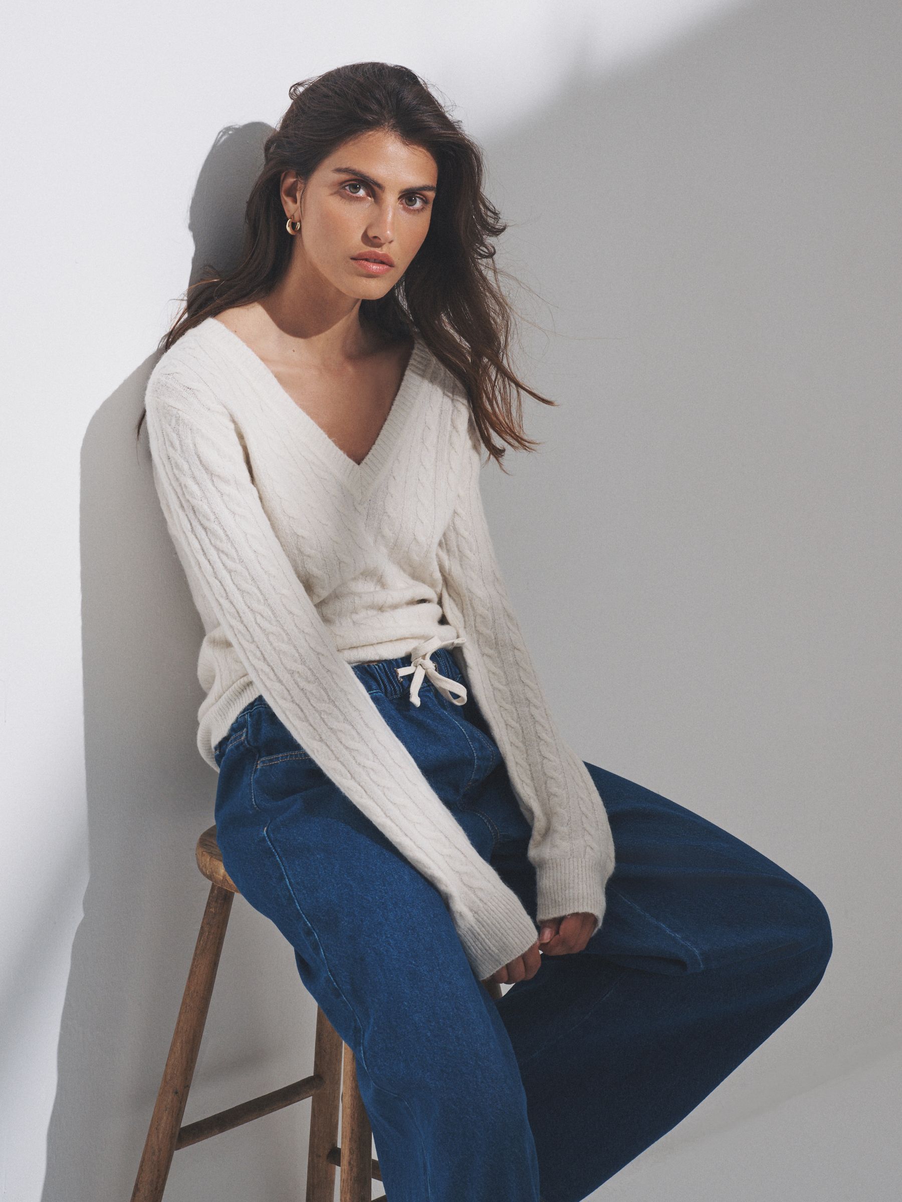 2 Pack Cable Knitted V-Neck Jumpers With Wool - Image 1 of 9