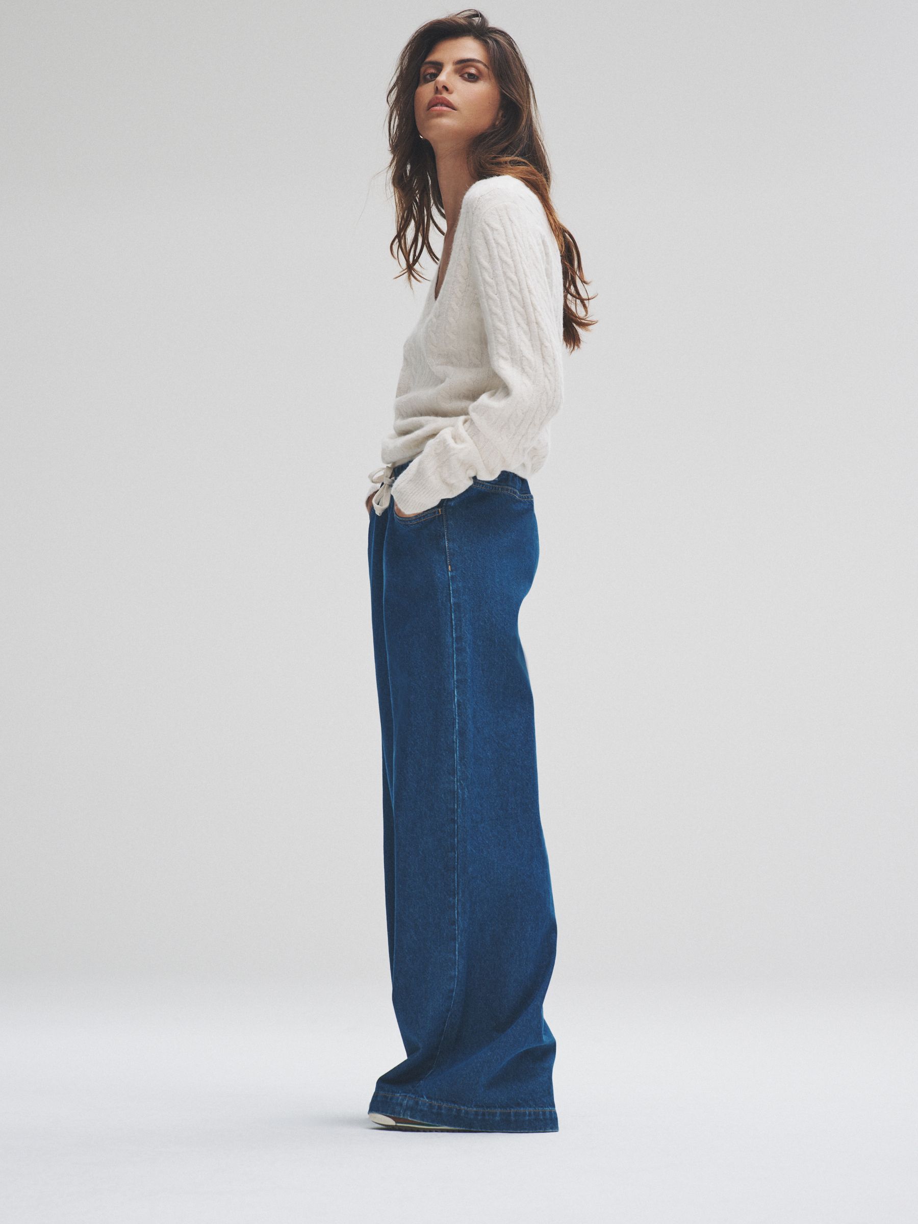 2 Pack Cable Knitted V-Neck Jumpers With Wool - Image 3 of 9