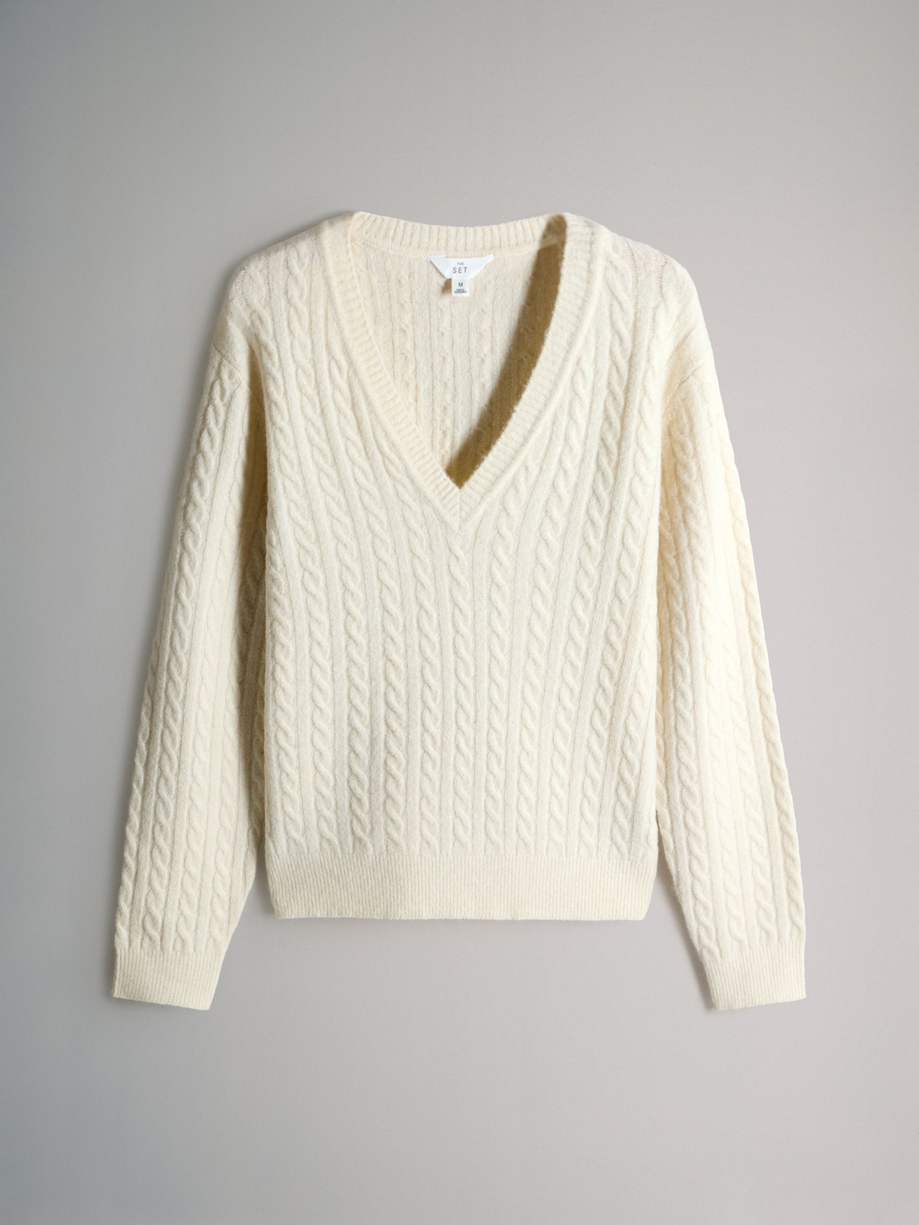 2 Pack Cable Knitted V-Neck Jumpers With Wool - Image 6 of 9