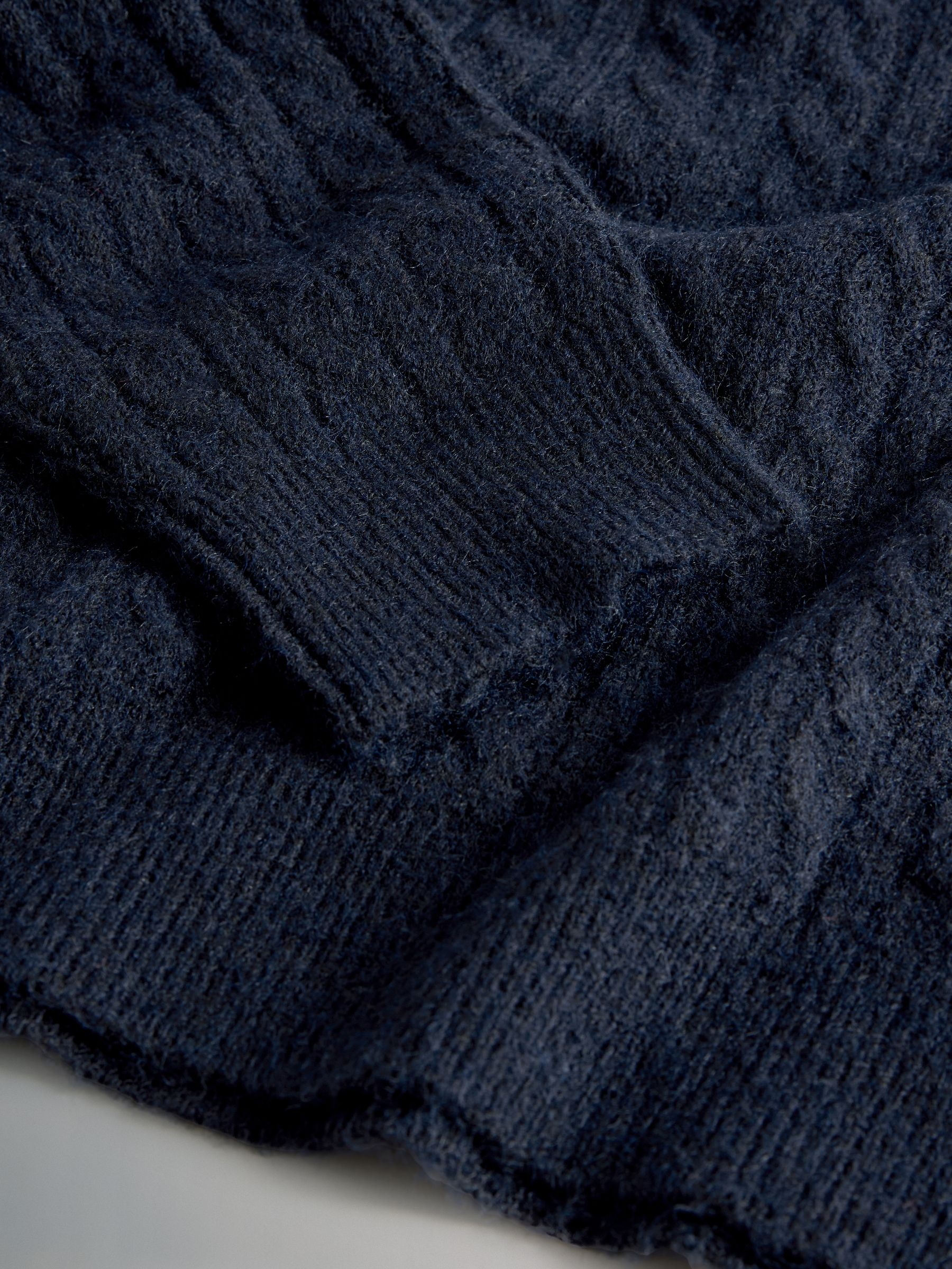 Cream/Navy Blue 2 Pack Cable Knitted V-Neck Jumpers With Wool - Image 6 of 6