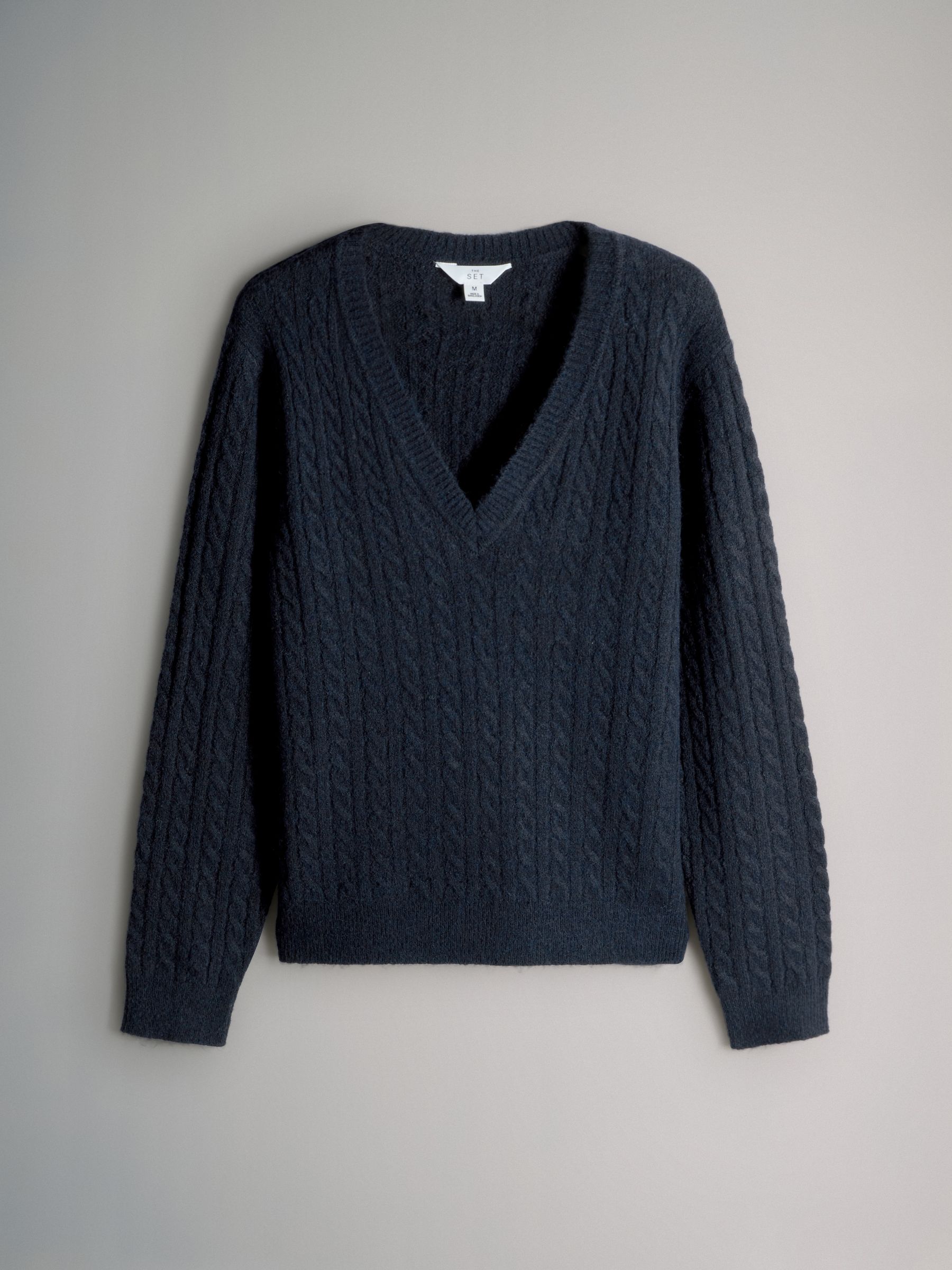2 Pack Cable Knitted V-Neck Jumpers With Wool - Image 7 of 9