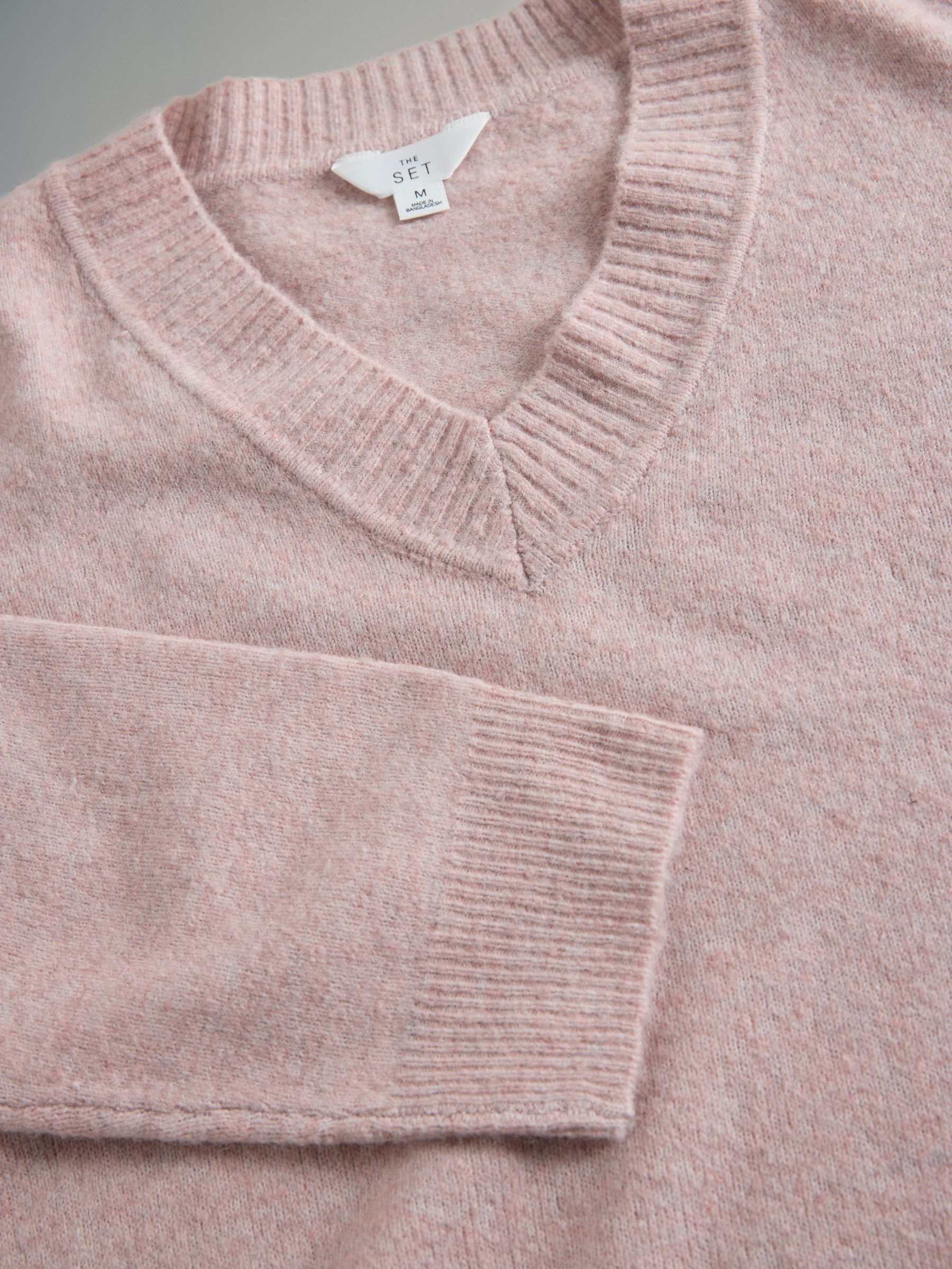 Taupe Brown/Light Pink/ Blue - 3 Pack Knitted V-Neck Jumpers With Wool - Image 10 of 11