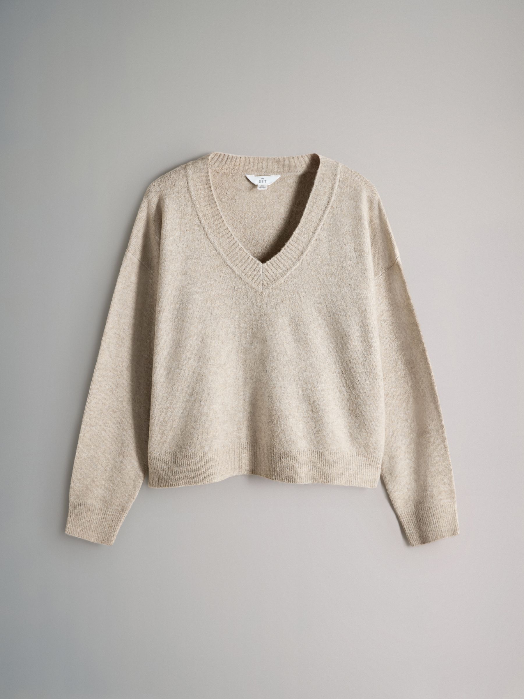 Black/Chocolate Brown/Cream - 3 Pack Knitted V-Neck Jumpers With Wool - Image 2 of 6