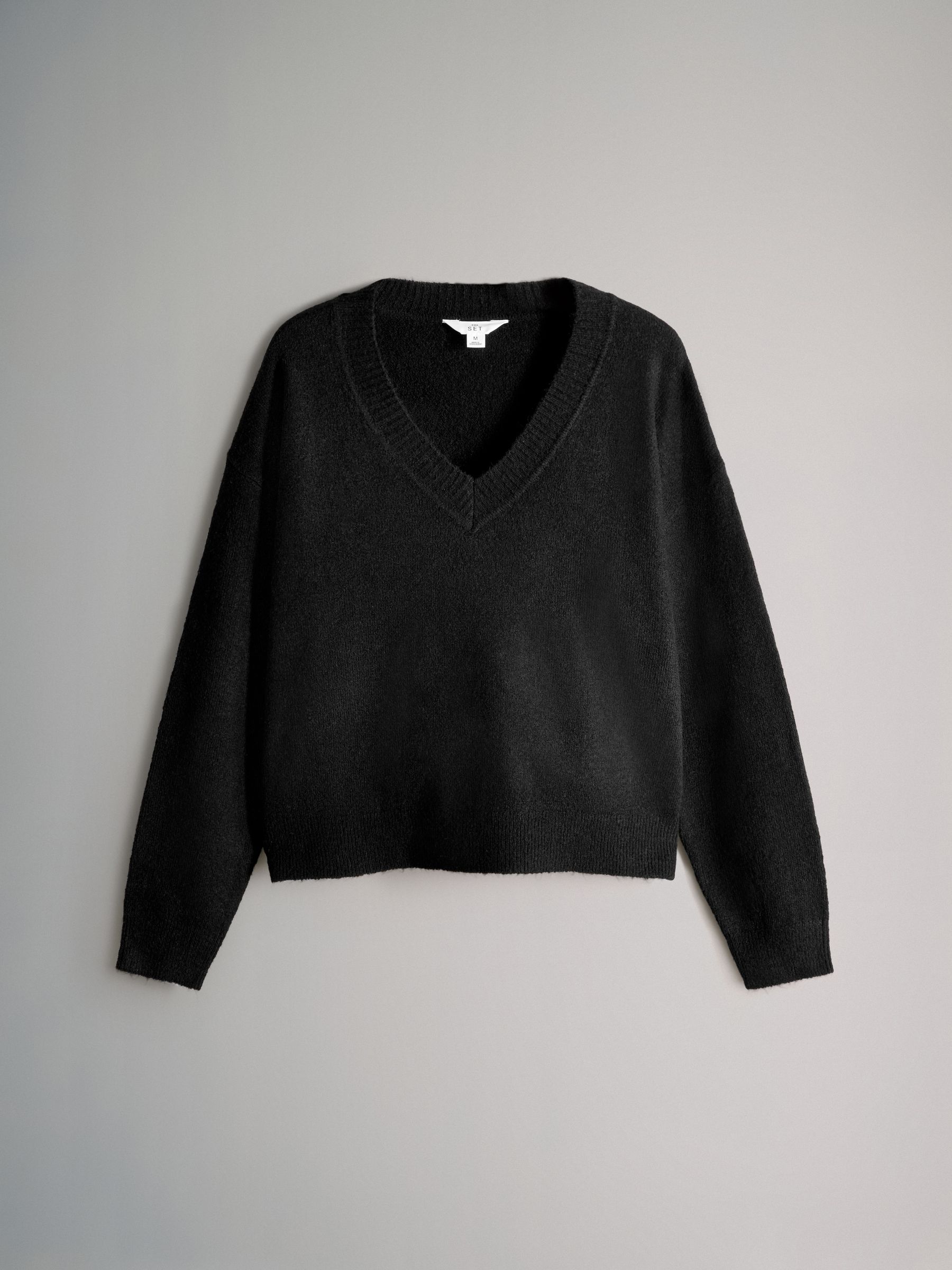 Black/Chocolate Brown/Cream - 3 Pack Knitted V-Neck Jumpers With Wool - Image 4 of 6