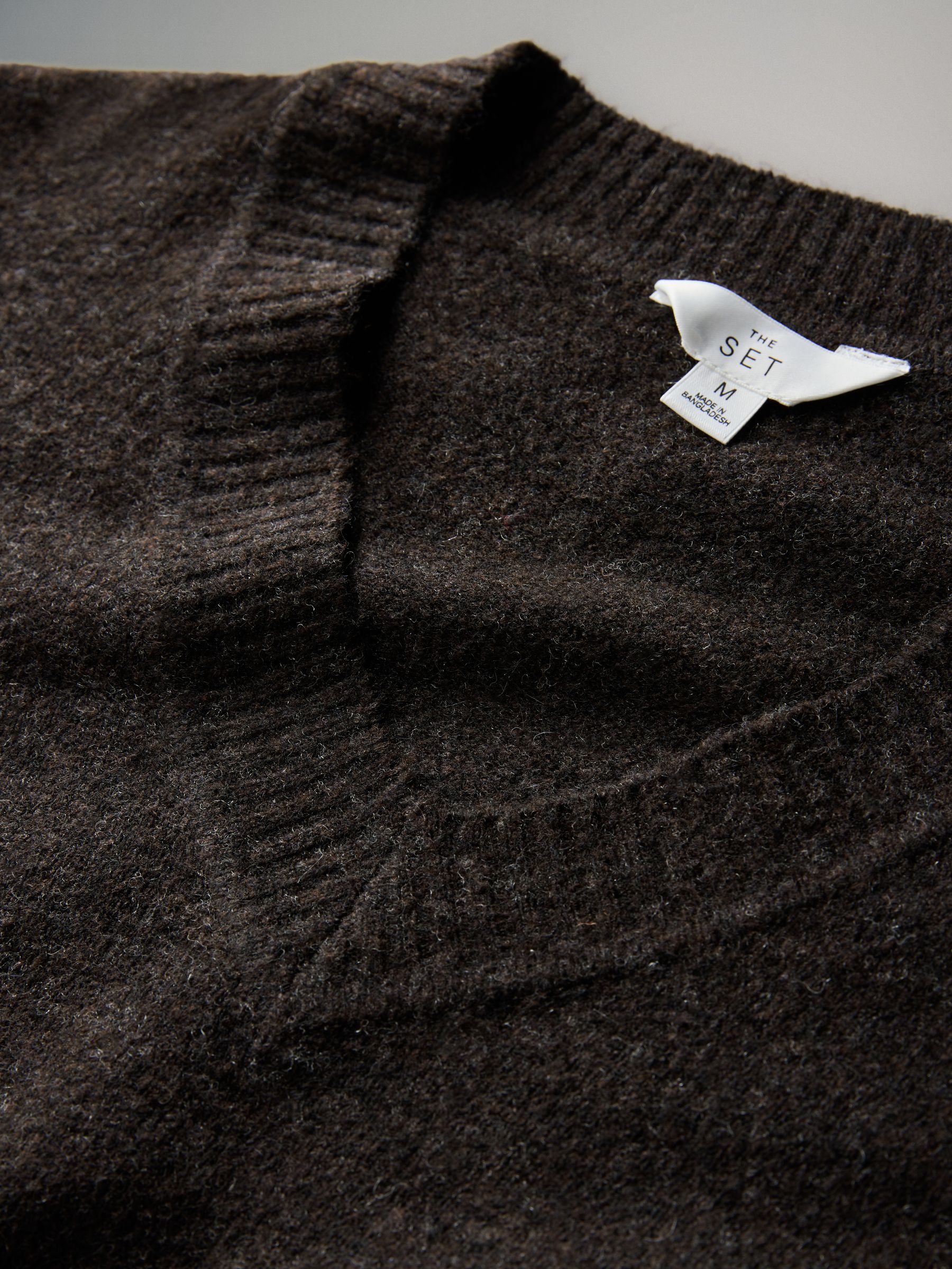 Black/Chocolate Brown/Cream - 3 Pack Knitted V-Neck Jumpers With Wool - Image 5 of 6