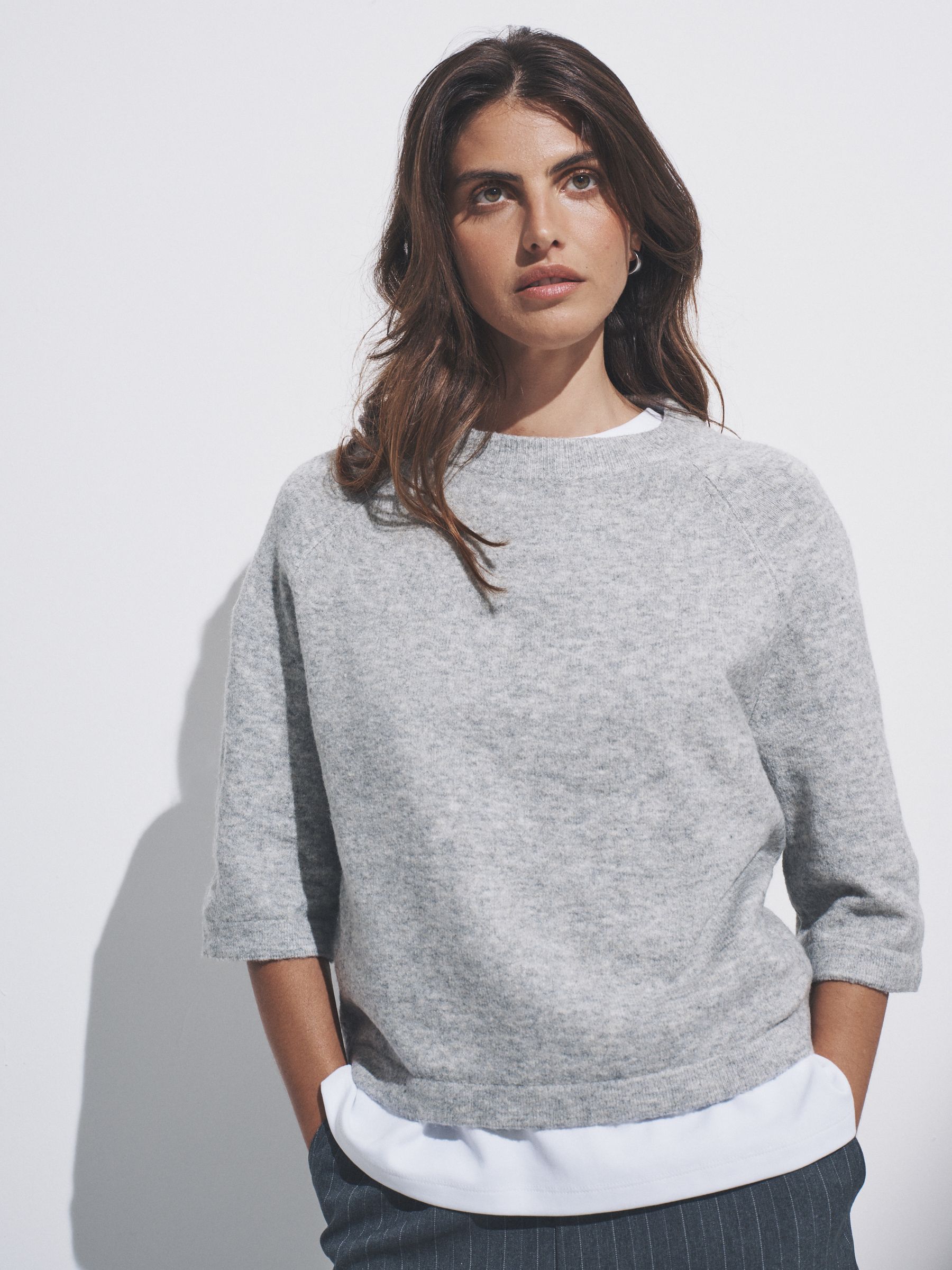 Black/Grey Marl/Cream - 3 Pack Knitted T-Shirt With Wool - Image 1 of 11