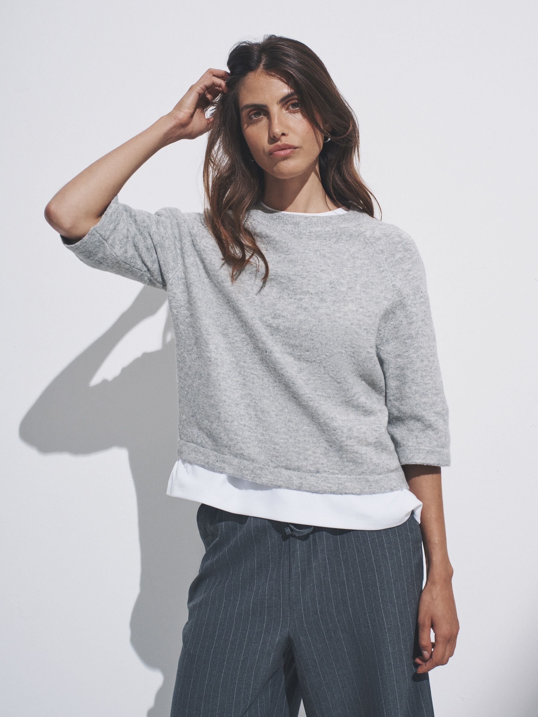 Black/Grey Marl/Cream - 3 Pack Knitted T-Shirt With Wool - Image 3 of 11