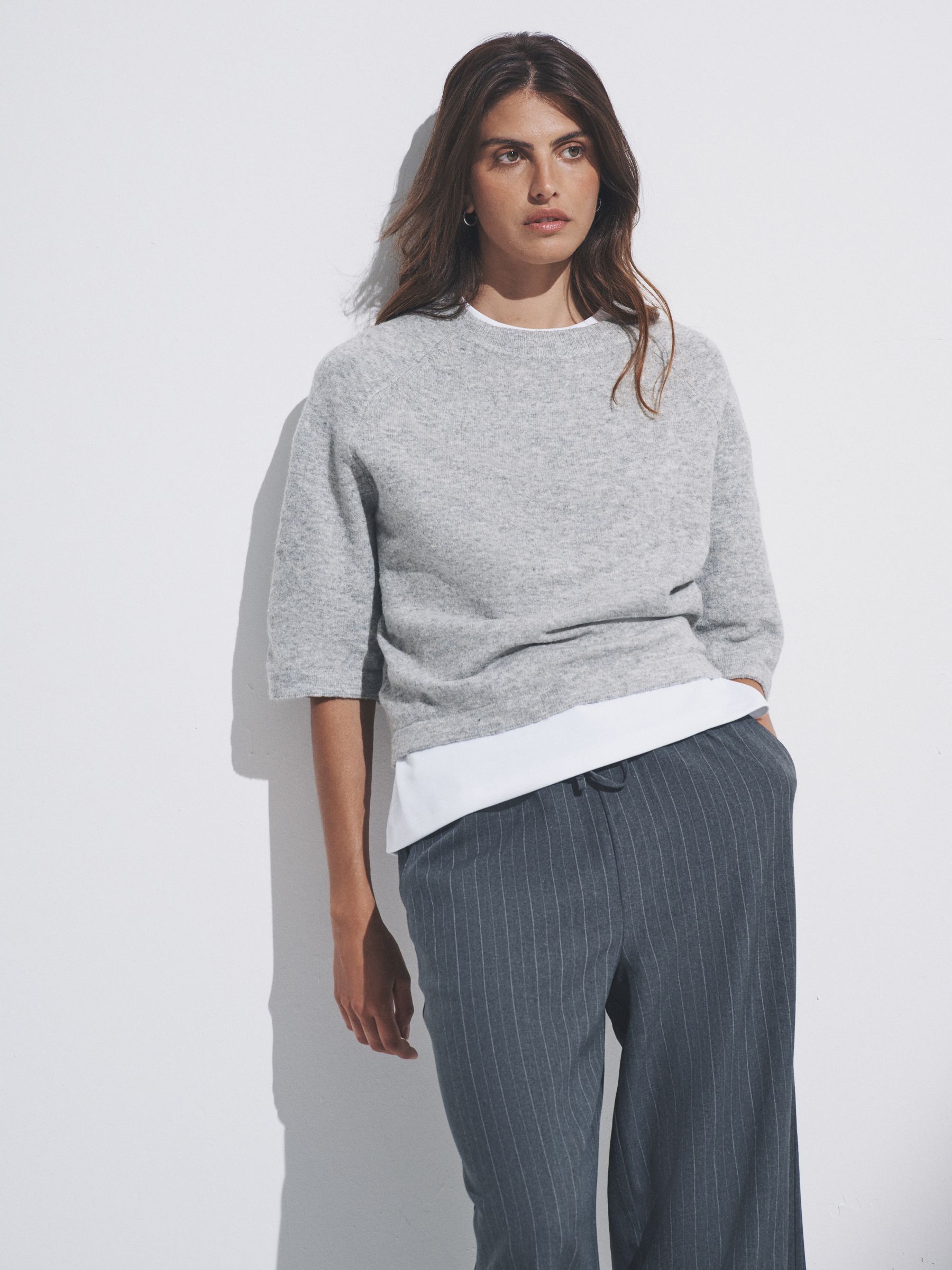 Black/Grey Marl/Cream - 3 Pack Knitted T-Shirt With Wool - Image 4 of 11