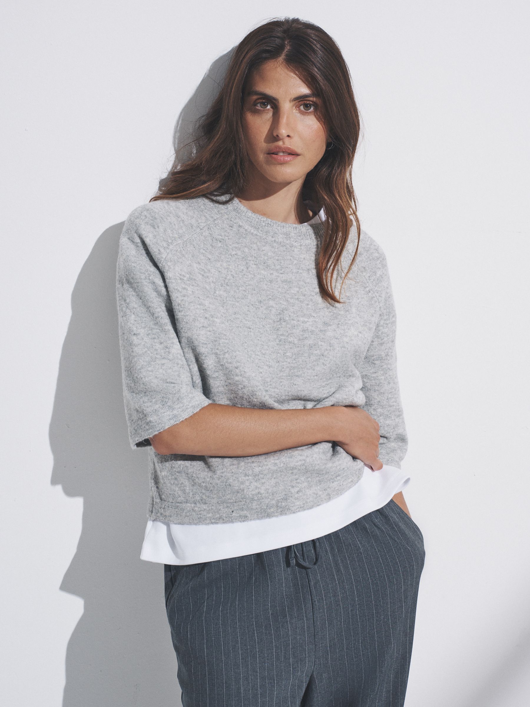 Black/Grey Marl/Cream - 3 Pack Knitted T-Shirt With Wool - Image 5 of 11