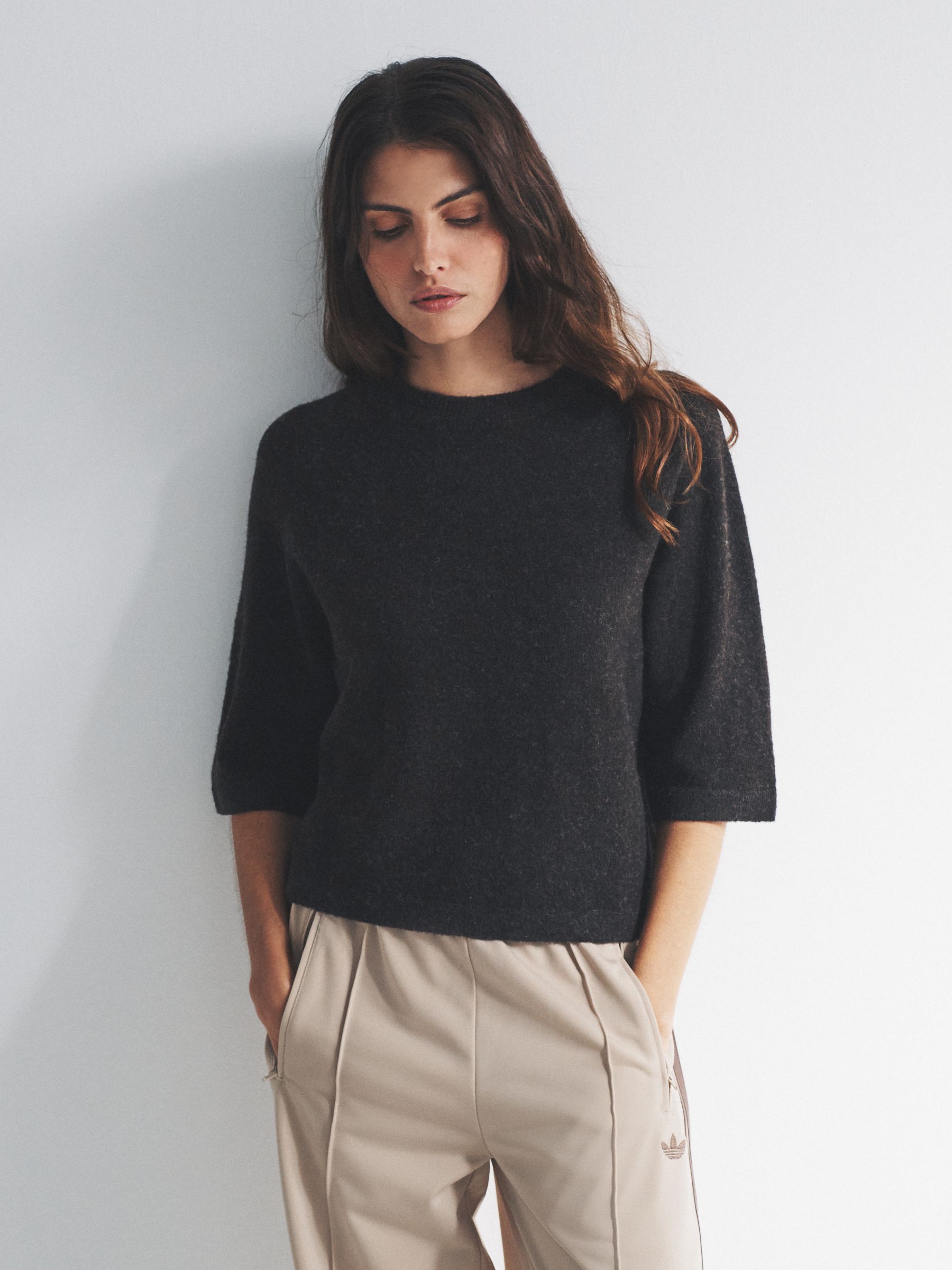 Navy Blue/Chocolate Brown/Burgundy Red - 3 Pack Knitted T-Shirt With Wool - Image 3 of 10