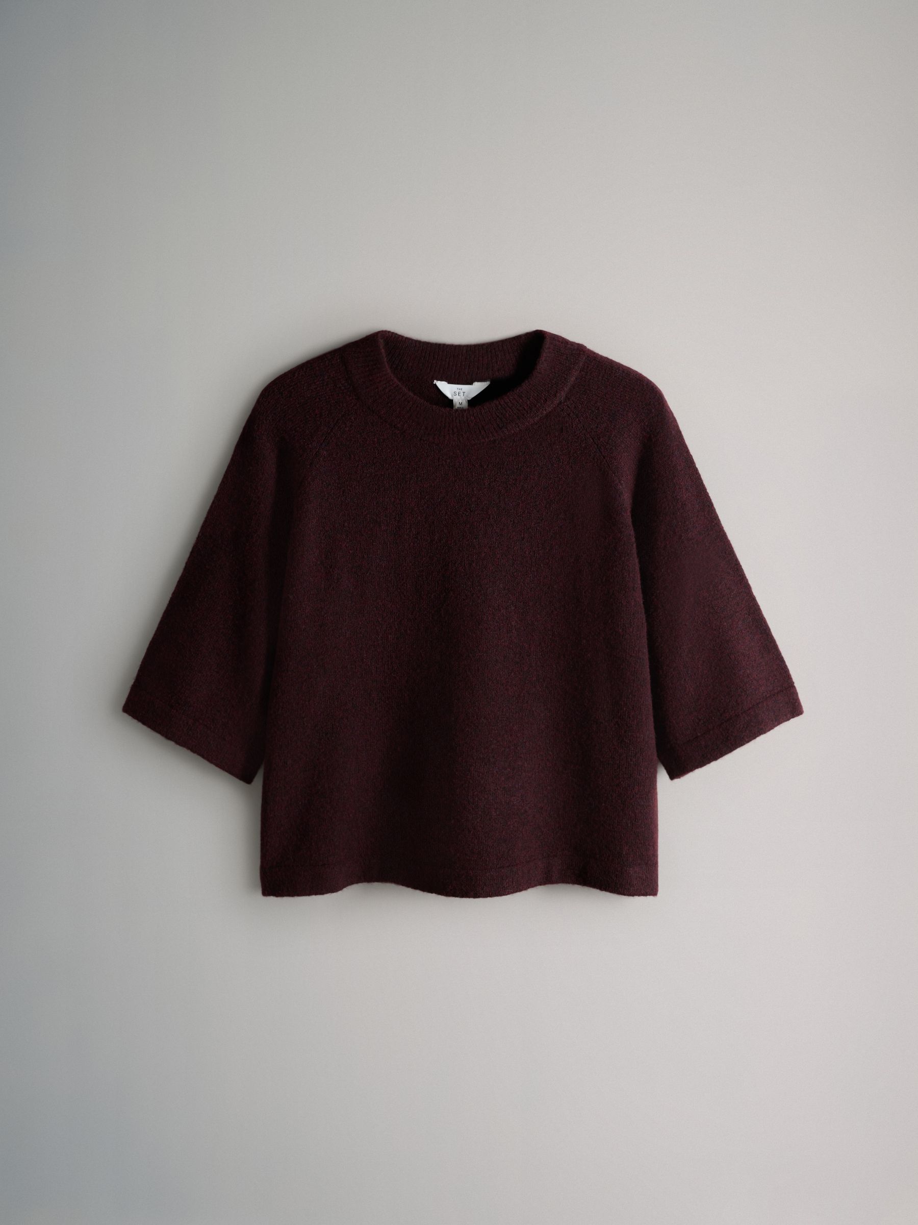 Navy Blue/Chocolate Brown/Burgundy Red - 3 Pack Knitted T-Shirt With Wool - Image 6 of 10