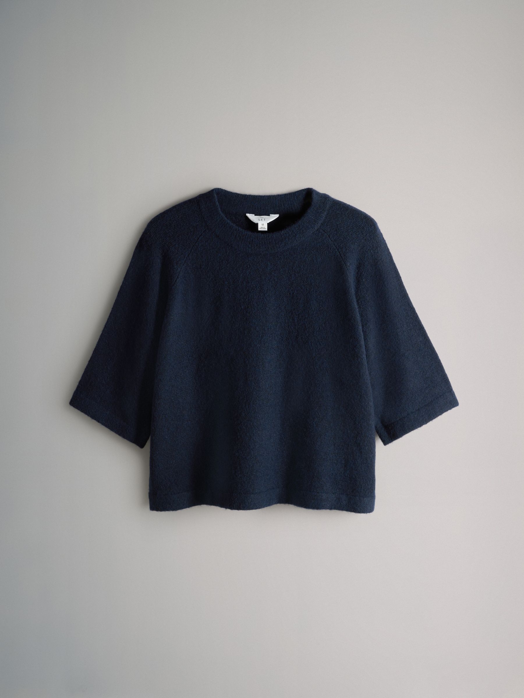 Navy Blue/Chocolate Brown/Burgundy Red - 3 Pack Knitted T-Shirt With Wool - Image 7 of 10