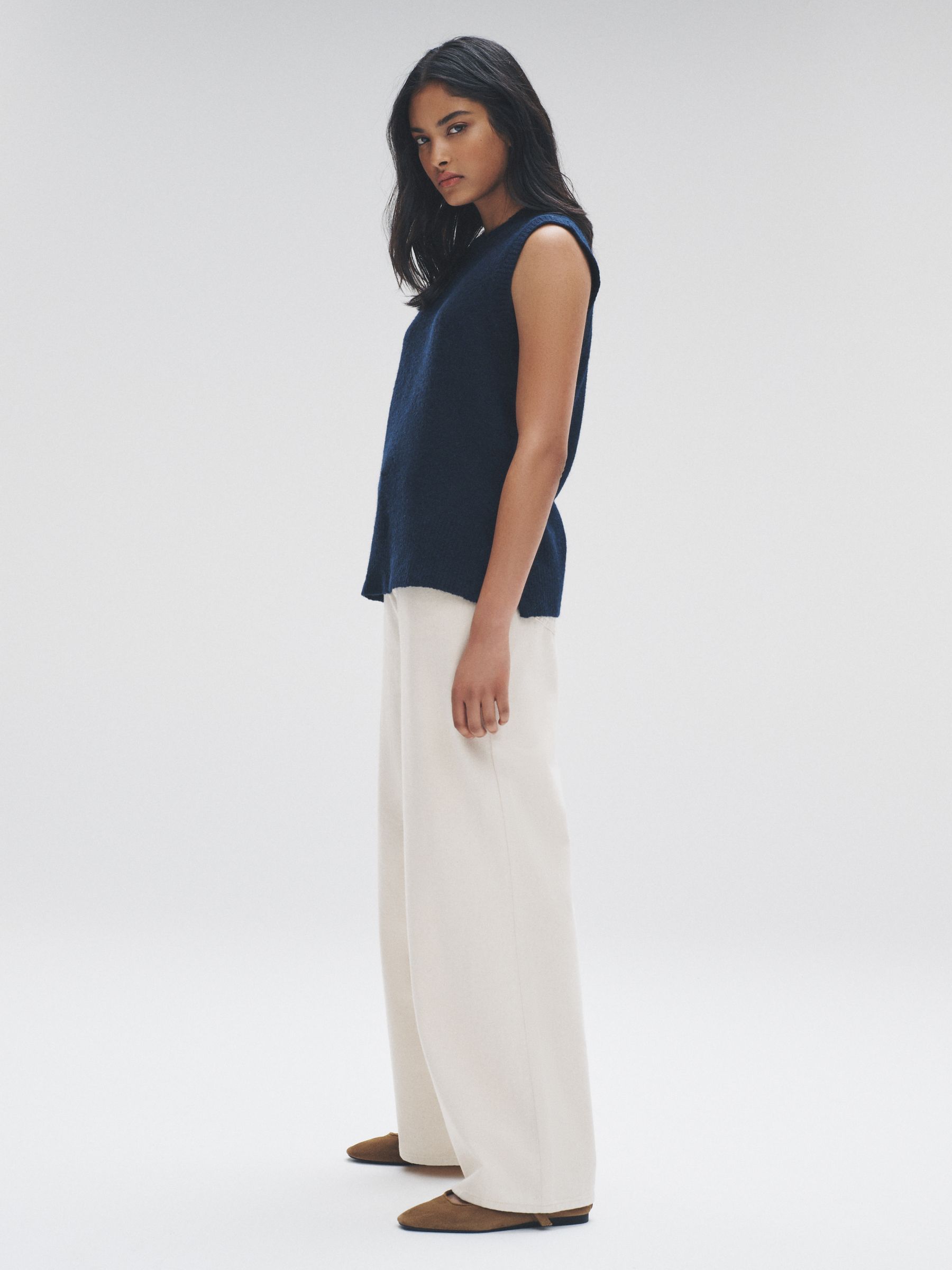 Chocolate Brown/Navy Blue Knitted Vest Tank Tops With Wool 2 Pack - Image 3 of 6