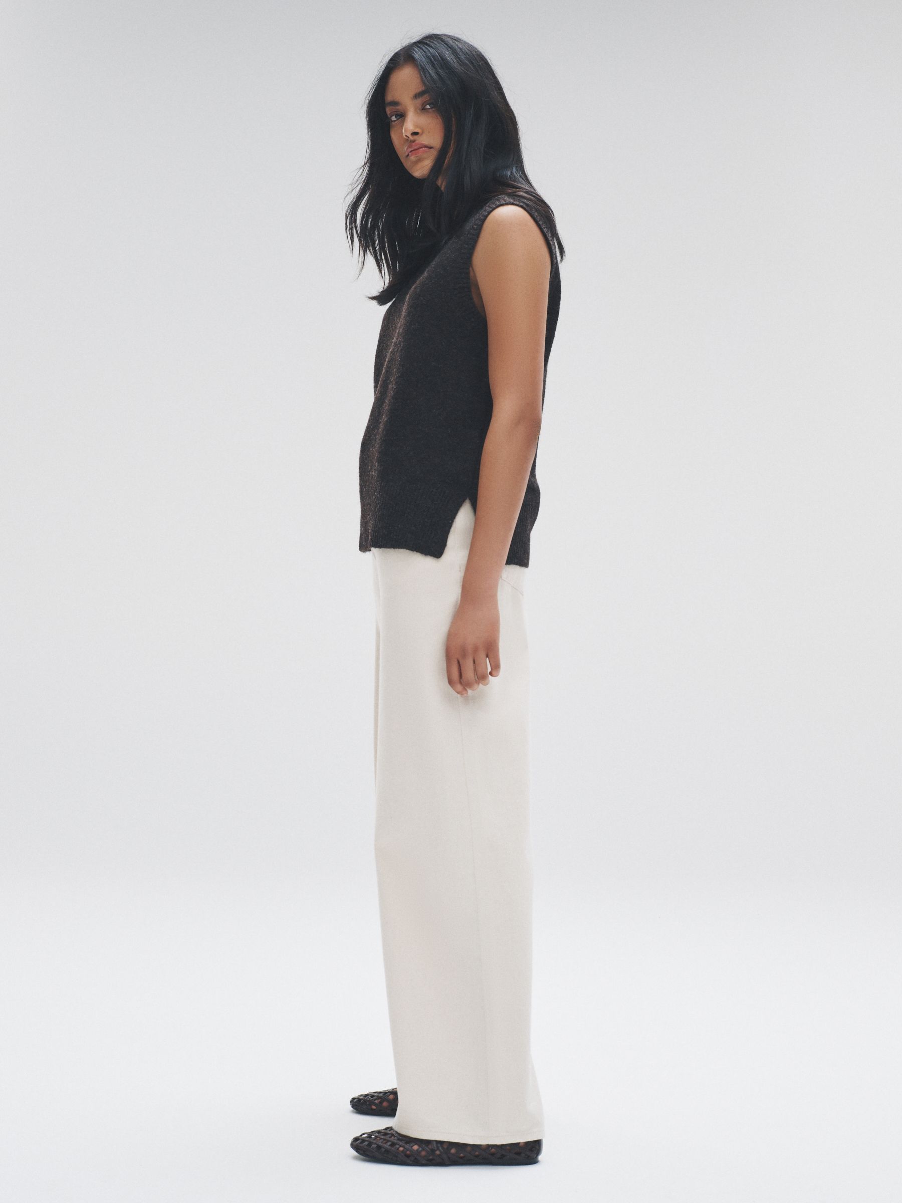 Chocolate Brown/Navy Blue Knitted Vest Tank Tops With Wool 2 Pack - Image 5 of 6