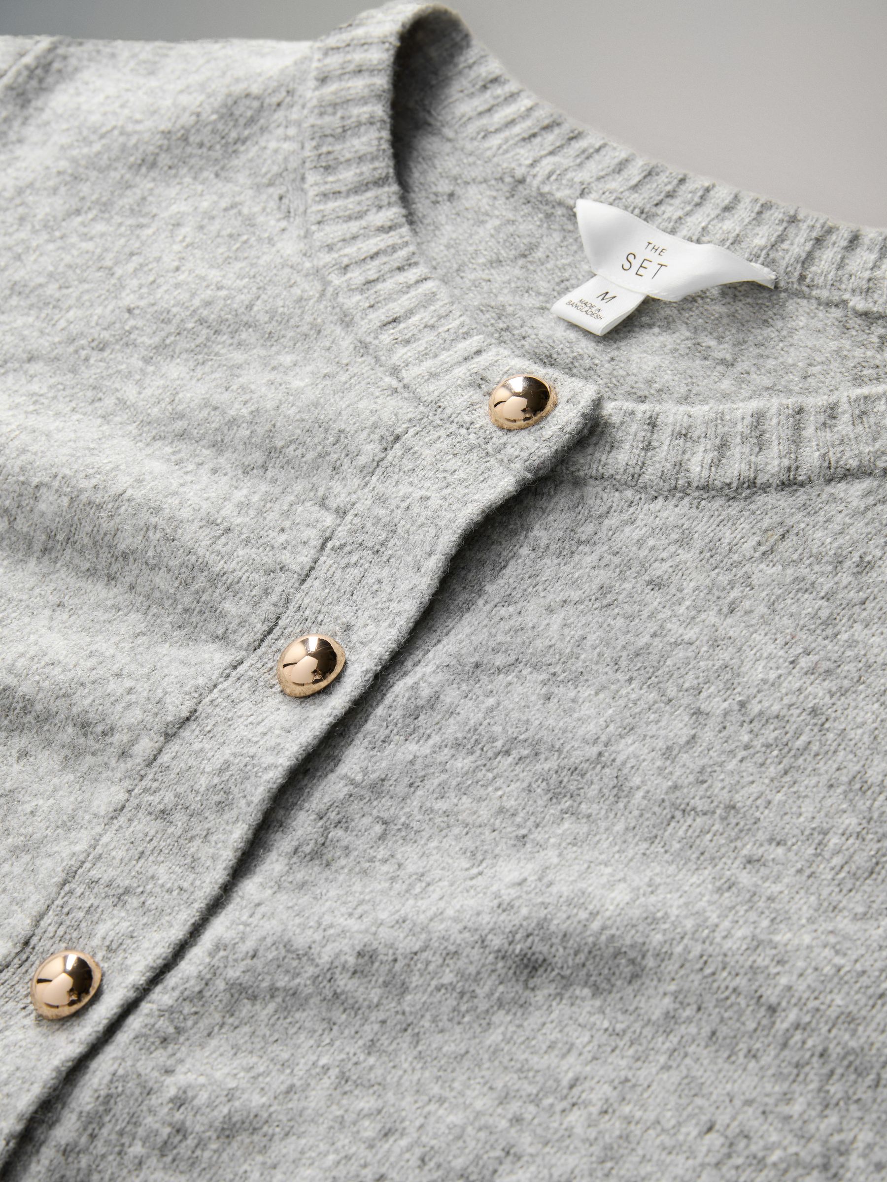 Black/Grey Marl 2 Pack Gold Button Knitted Cardigans With Wool - Image 6 of 6