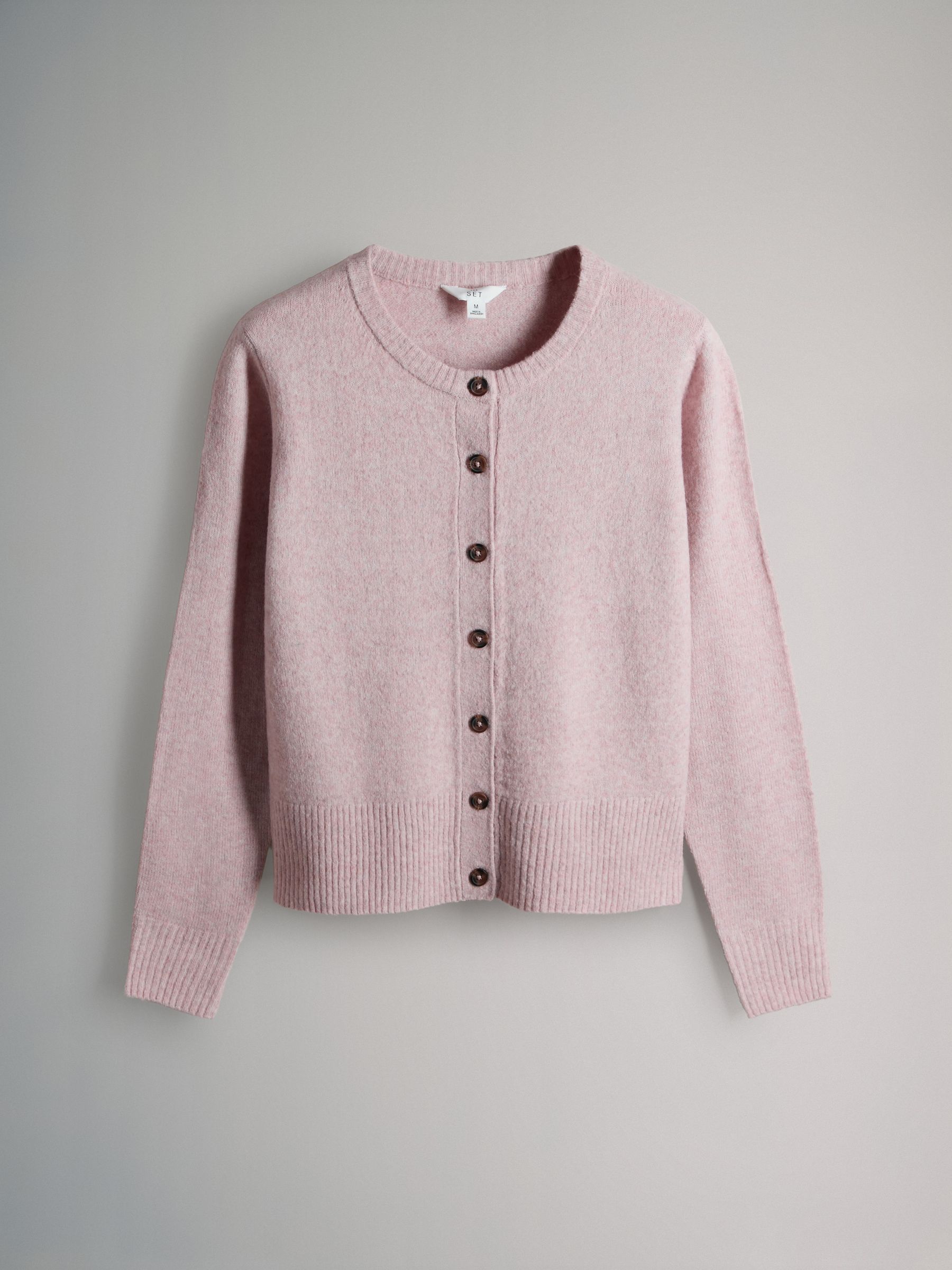 Soft Pink/Chocolate Brown 2 Pack Knitted Cardigans With Wool - Image 5 of 8