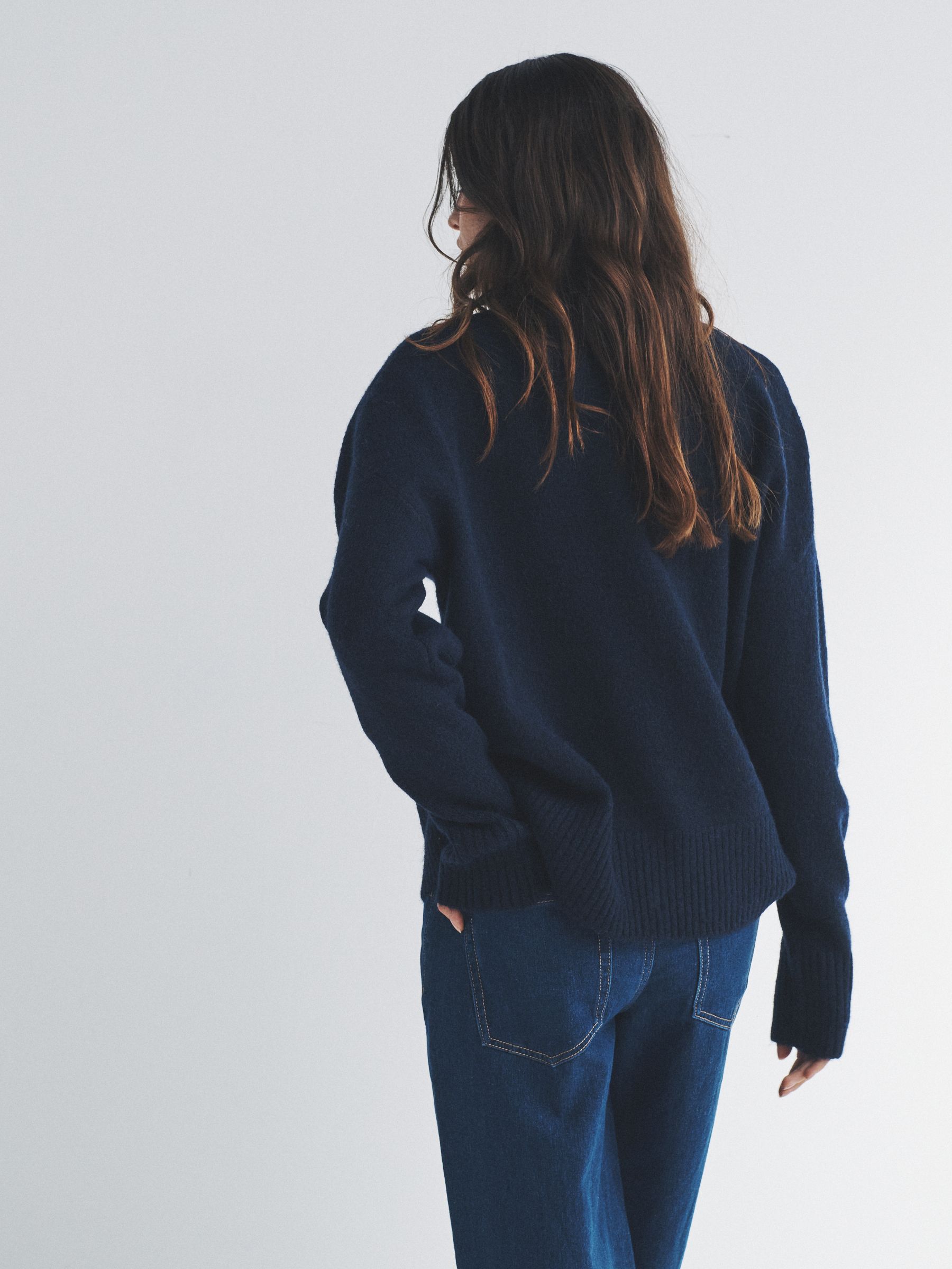 Navy Blue/Grey Marl - 2 Pack Knitted Collar Jumpers With Wool - Image 3 of 10