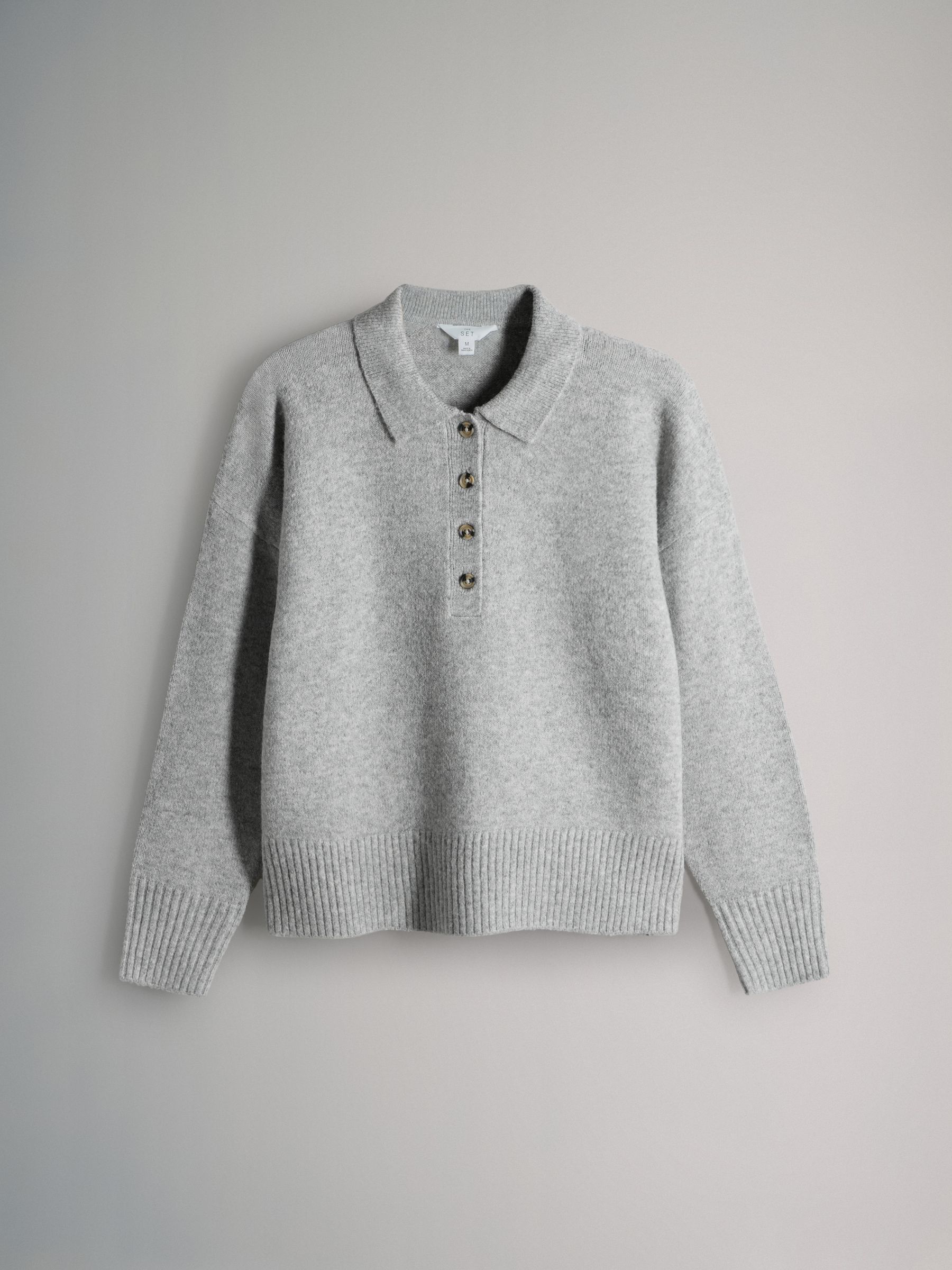 Navy Blue/Grey Marl - 2 Pack Knitted Collar Jumpers With Wool - Image 4 of 10