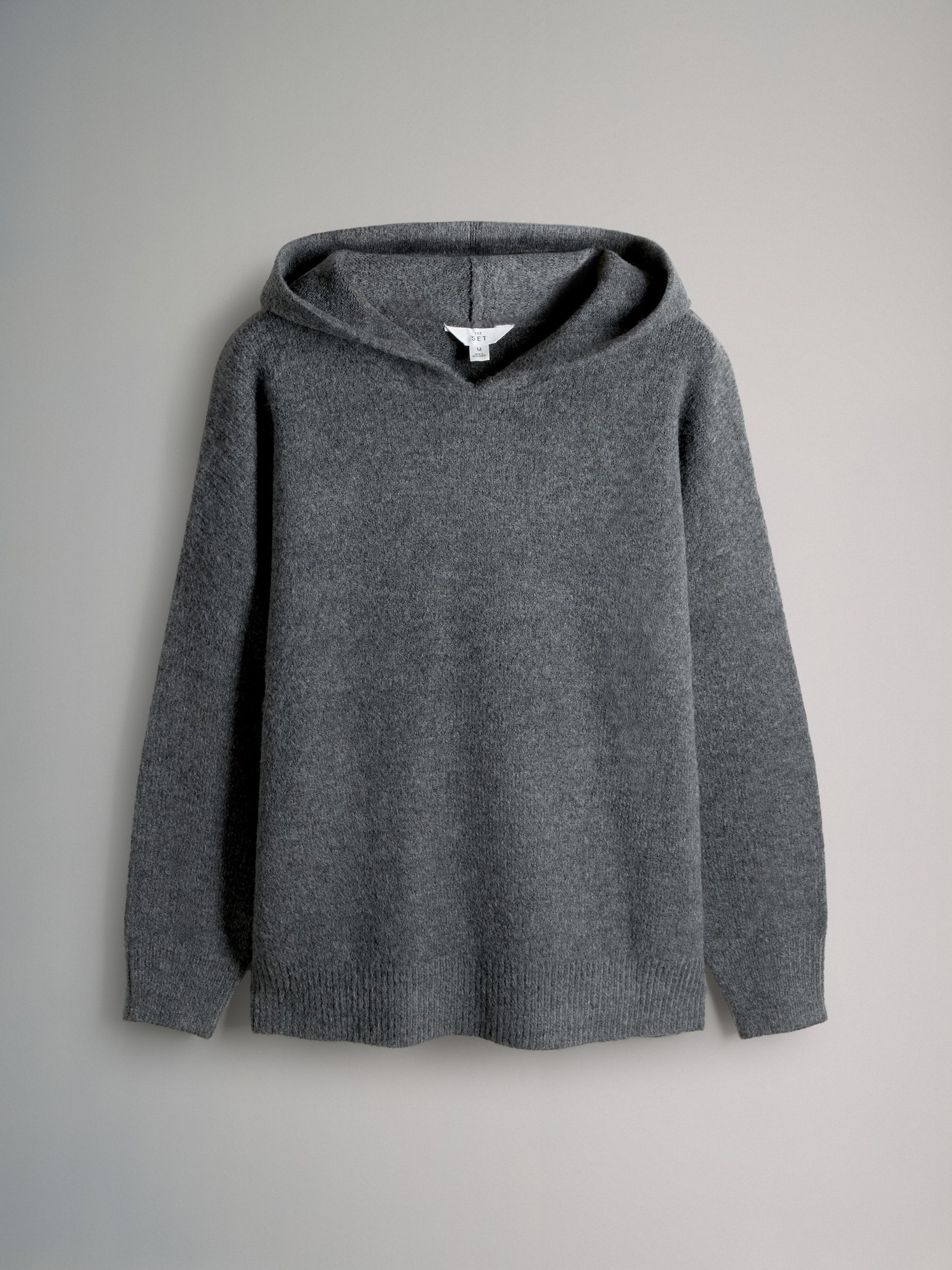 Charcoal Grey Knitted Hoodie & Wide Leg Joggers Co-ord Set - Image 2 of 5