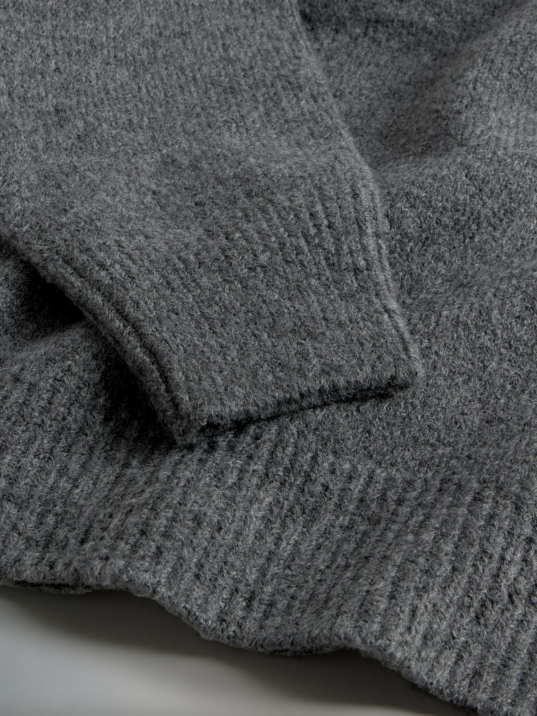 Charcoal Grey Knitted Hoodie & Wide Leg Joggers Co-ord Set - Image 5 of 5