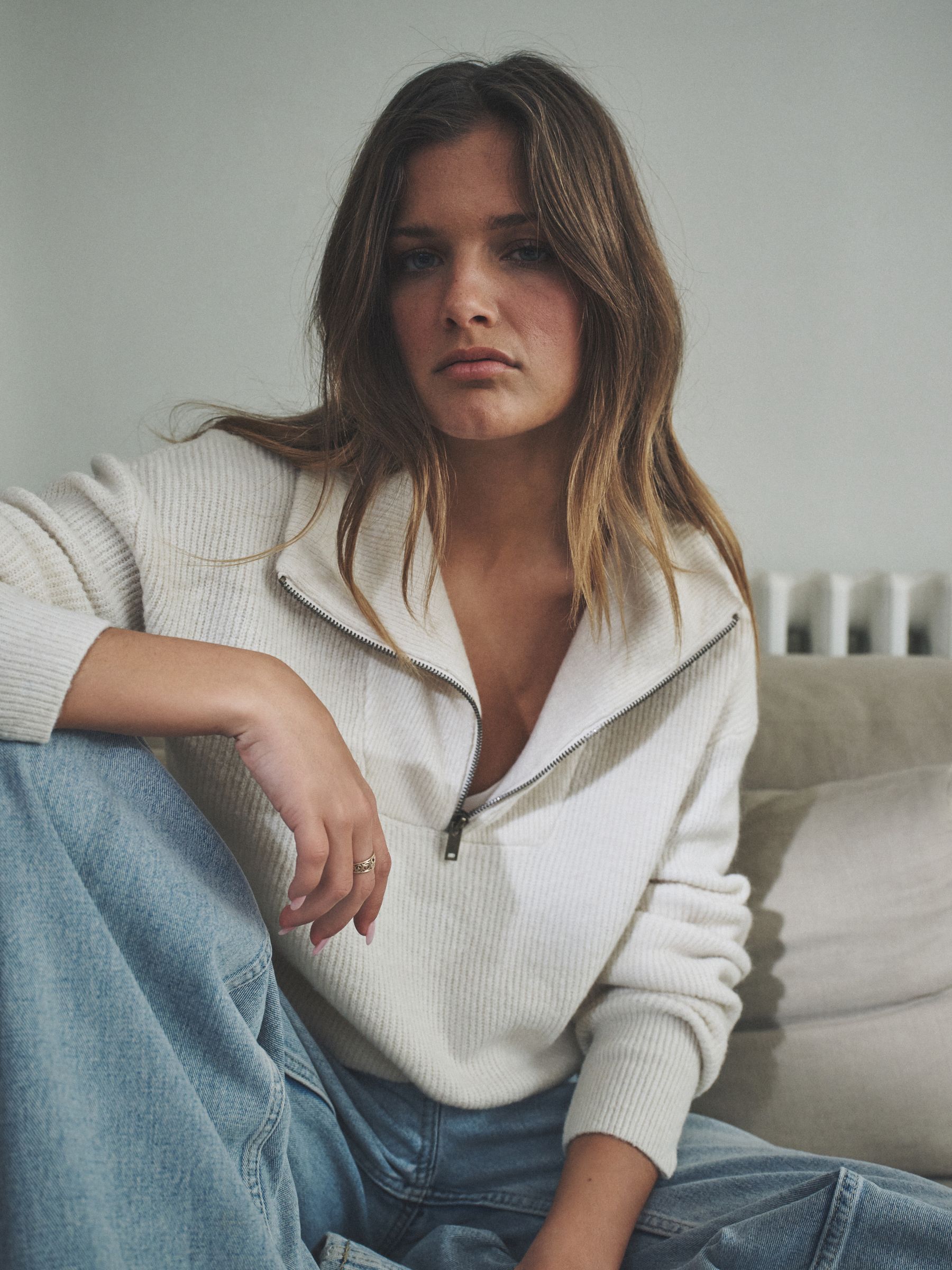 Knitted Ribbed Quarter Zip Jumpers With Wool 2 Pack - Image 3 of 7