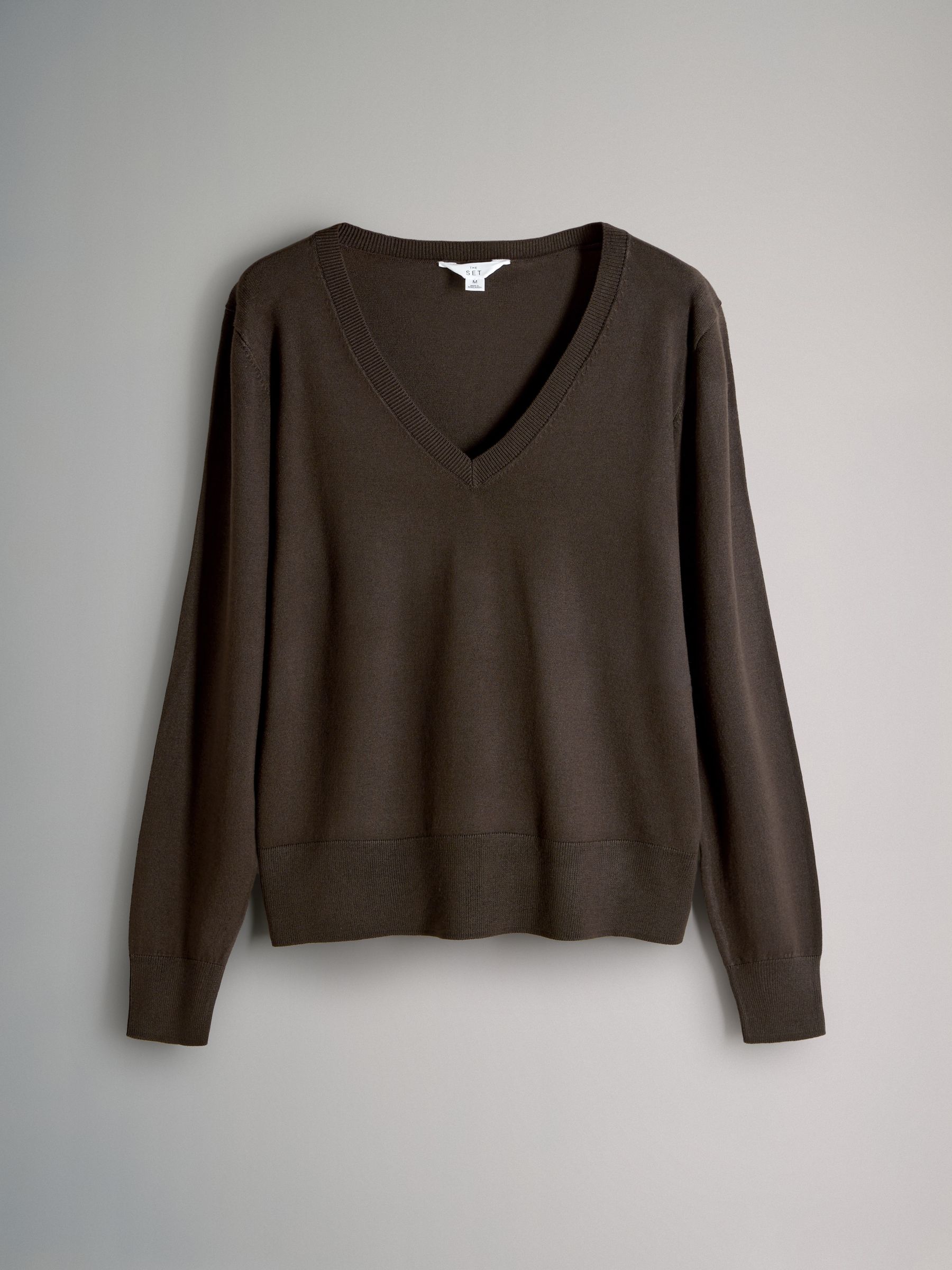 Black/Chocolate Brown/Pink - 3 Pack V-Neck Fine Knit Jumpers - Image 3 of 6