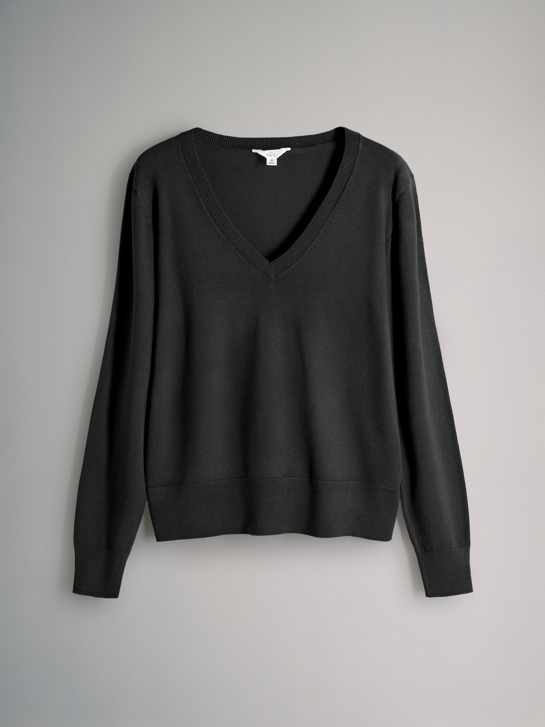 Black/Chocolate Brown/Pink - 3 Pack V-Neck Fine Knit Jumpers - Image 4 of 6