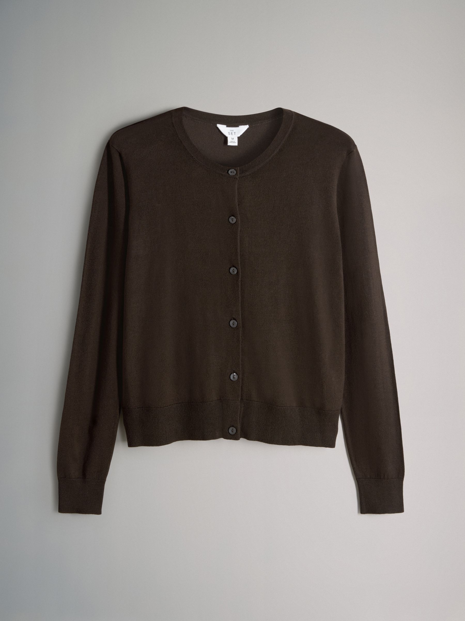 Chocolate Brown/Burgundy/Dark Pink/Taupe Brown Fine Knit Button Through Cardigans 4 Pack - Image 6 of 6