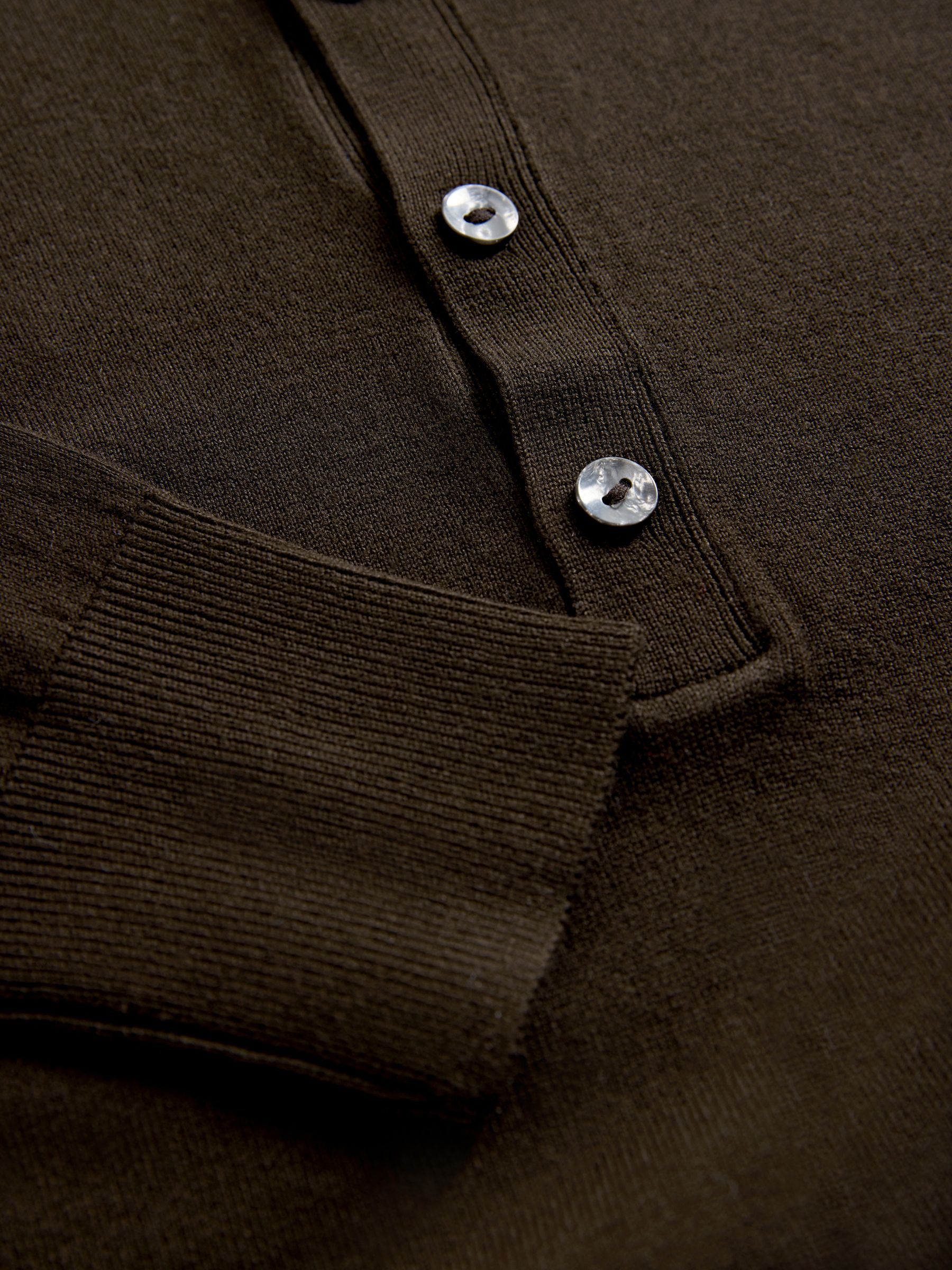 2 Pack Fine Knit Collared Polo Jumpers Chocolate Brown/Grey Marl - Image 6 of 6