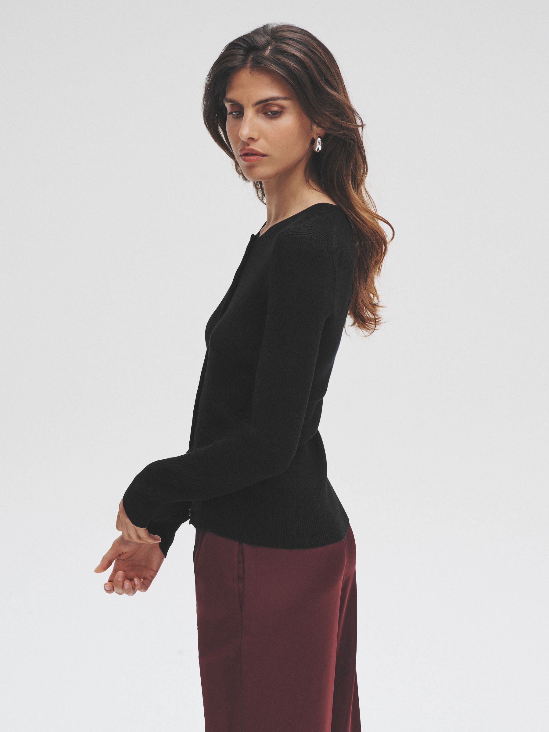 Black/Brown - 2 Pack Ribbed Knit Cardigans - Image 3 of 6