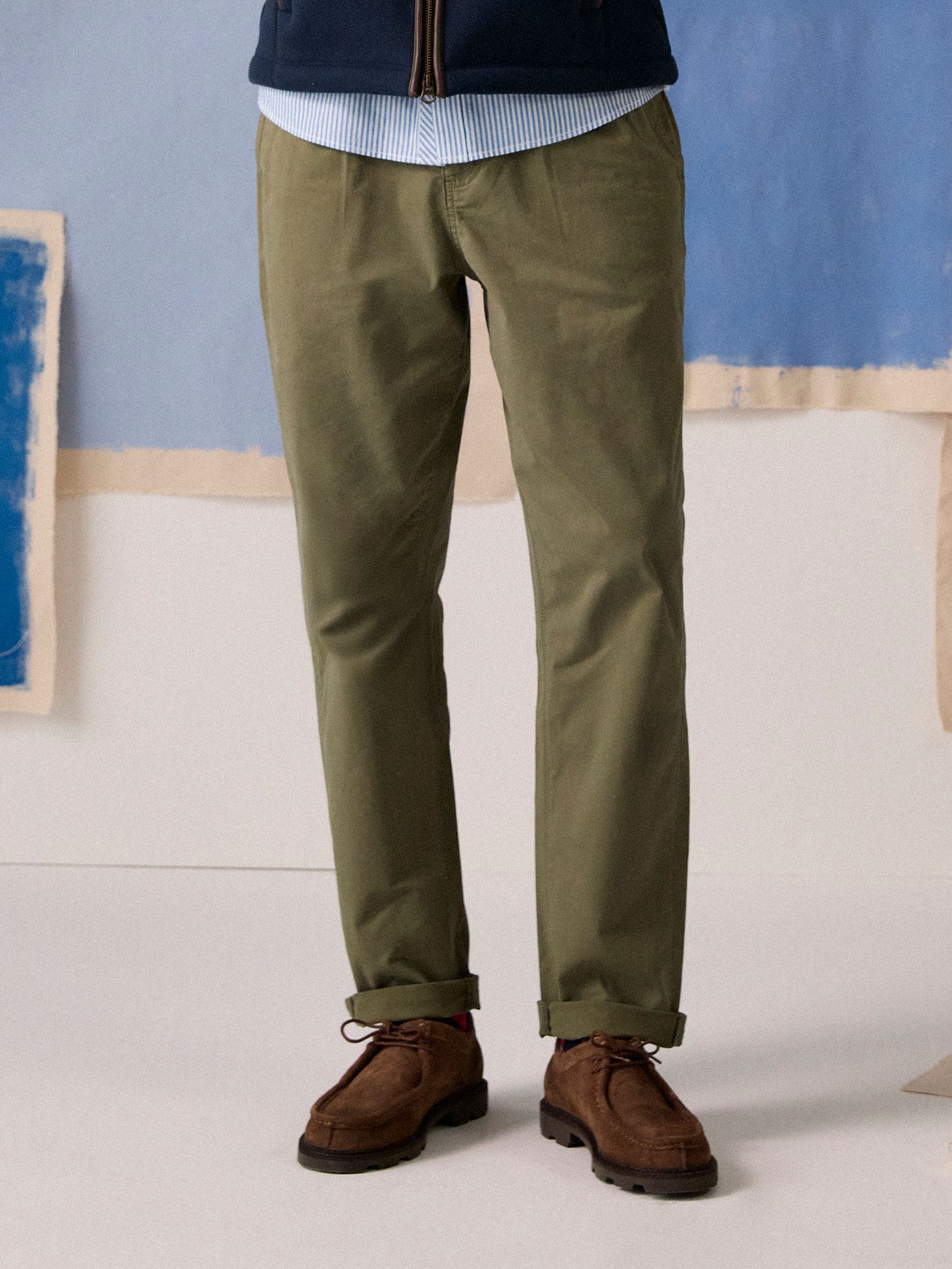 Norfolk Khaki Green Relaxed Fit Chino Trousers - Image 1 of 9