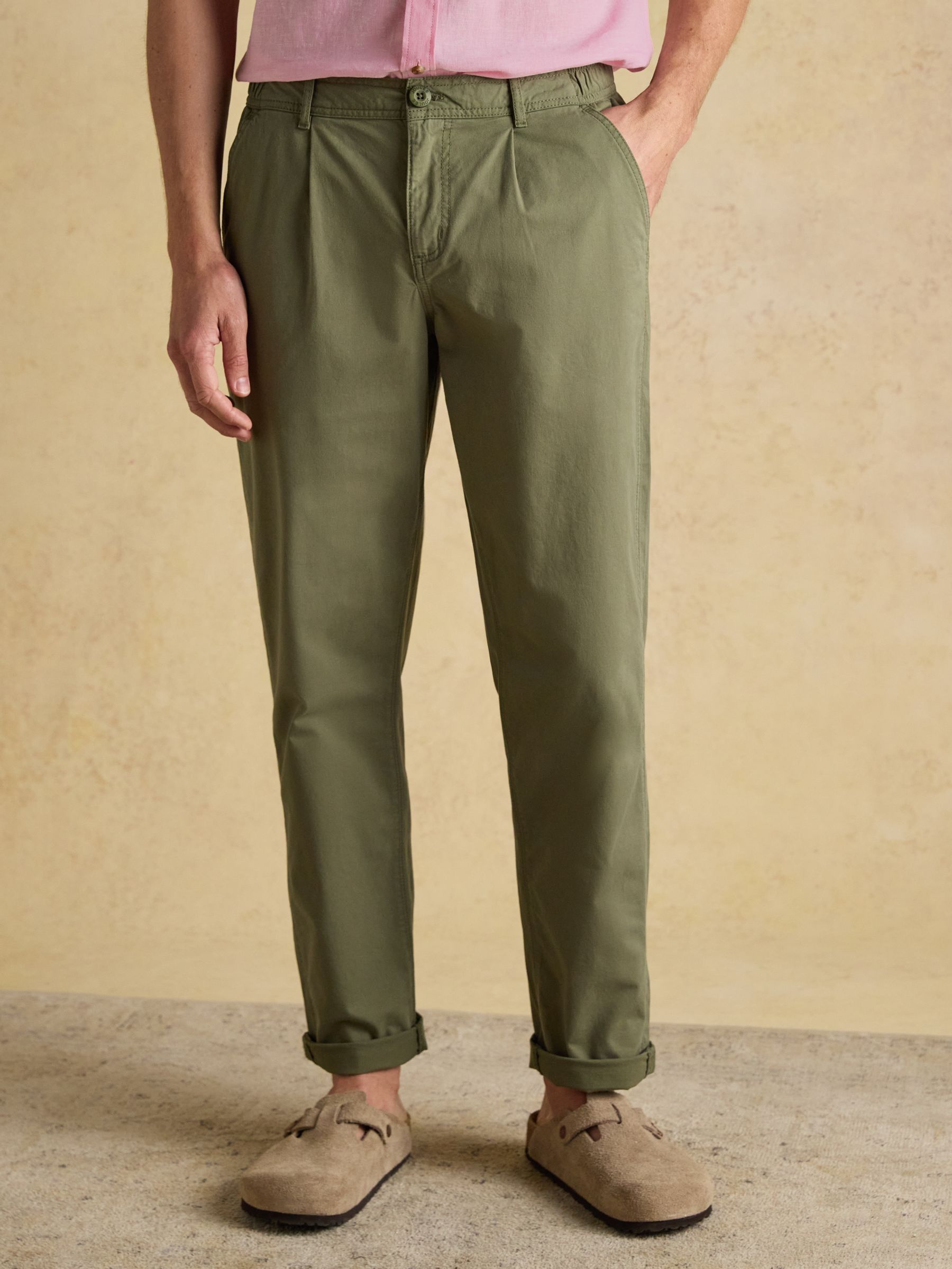 Norfolk Khaki Green Relaxed Fit Chino Trousers - Image 3 of 9