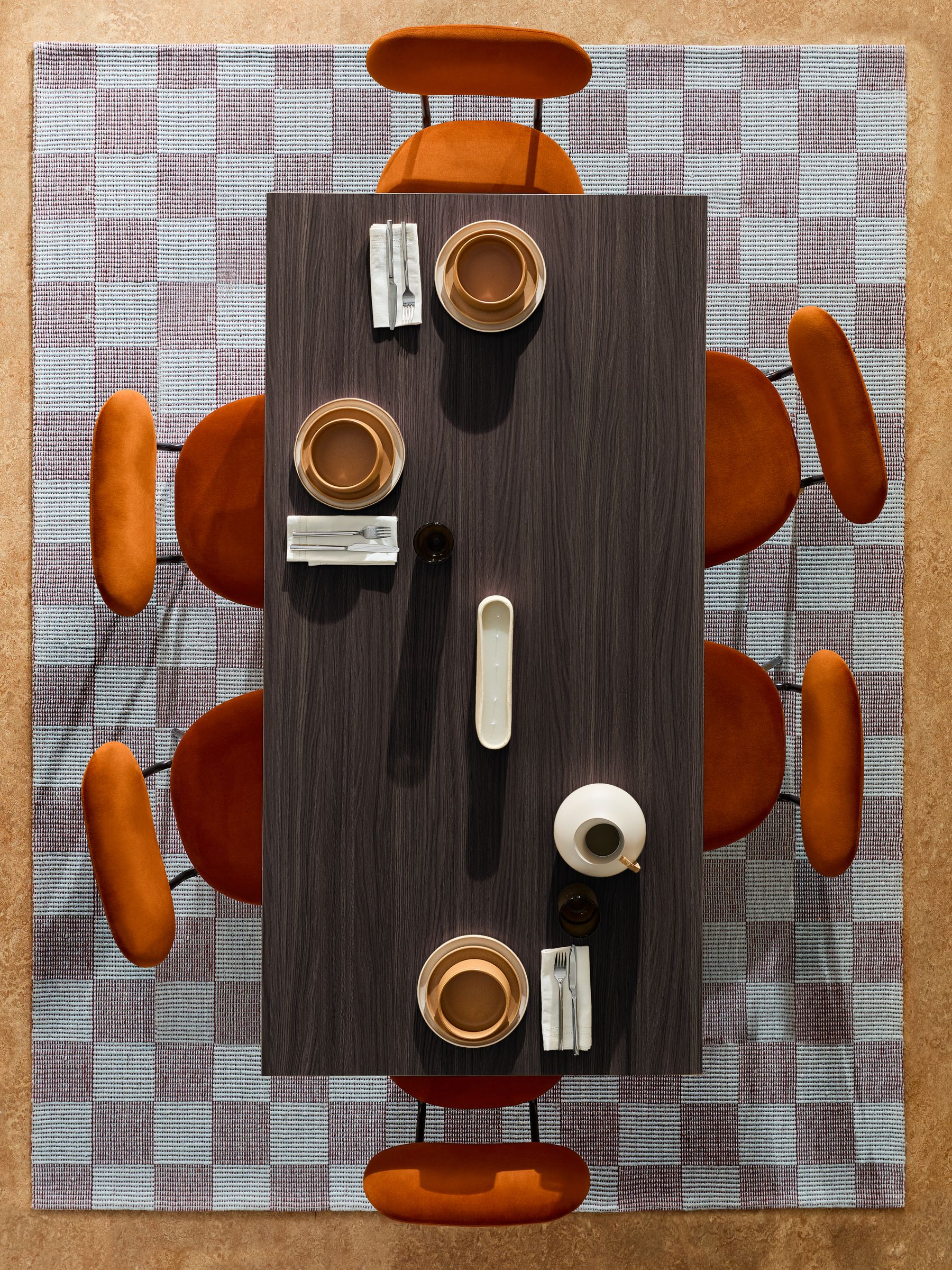 Kain 6 Seater Fixed Dining Table in Dark Wood Effect - Image 4 of 7