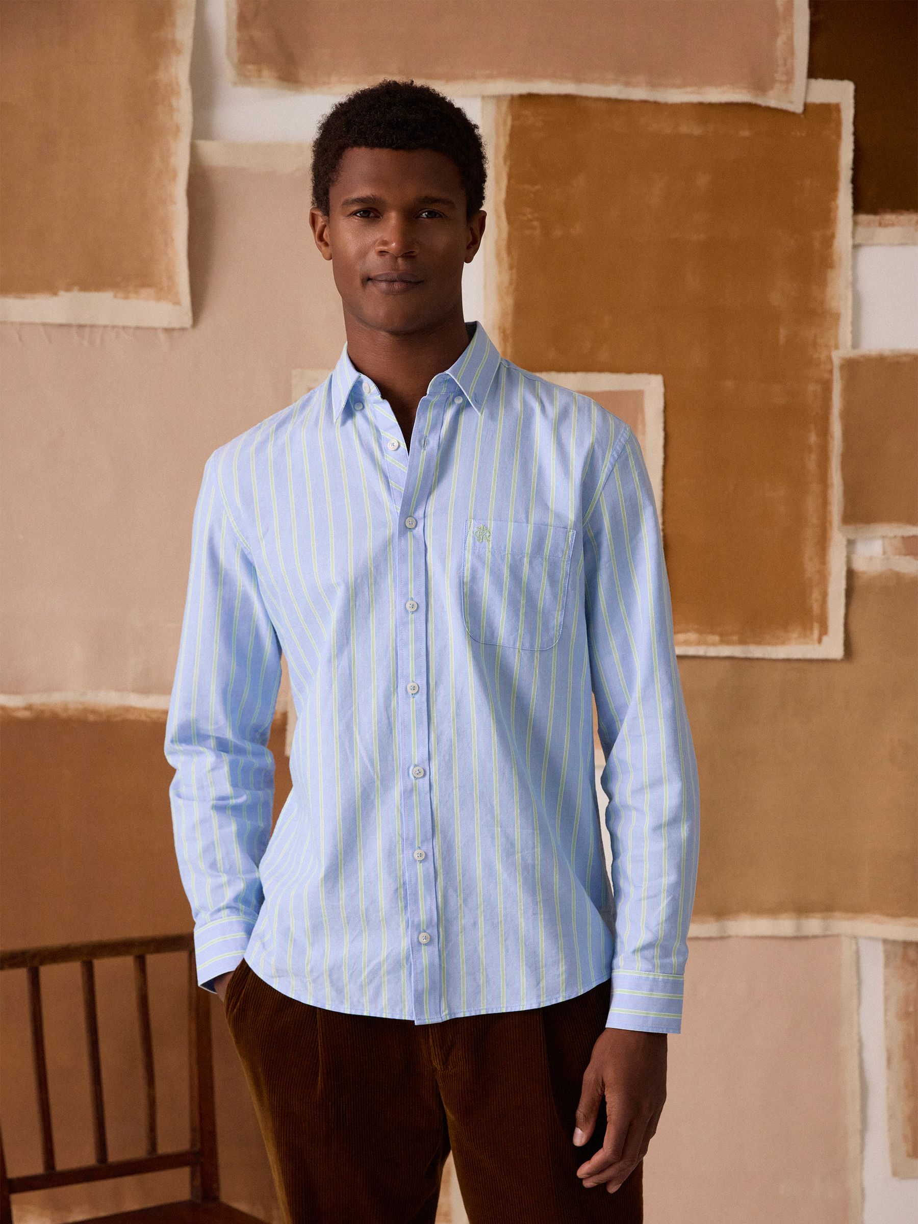 Blue & White Striped Classic Fit Oxford Shirt - Image 1 of 14