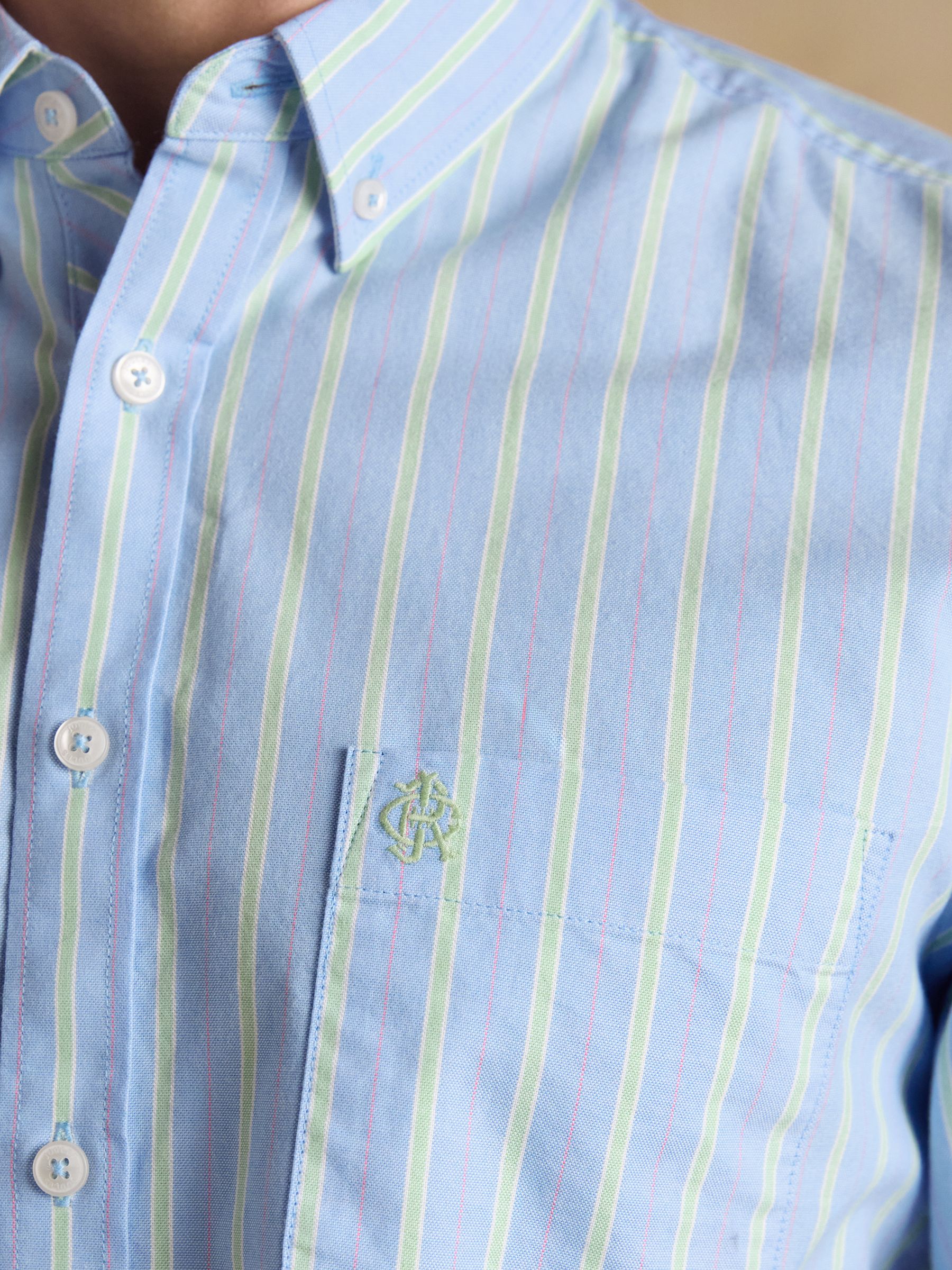 Blue & White Striped Classic Fit Oxford Shirt - Image 10 of 14