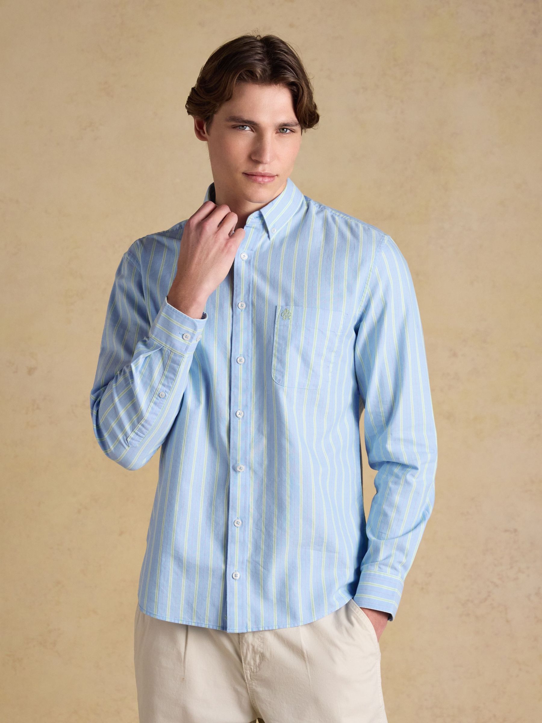 Blue & White Striped Classic Fit Oxford Shirt - Image 14 of 14